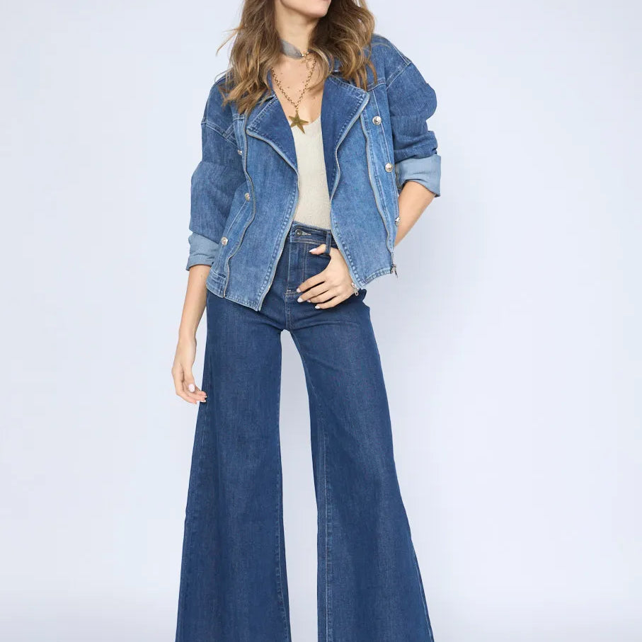 Casaca Denim Doble Cierre