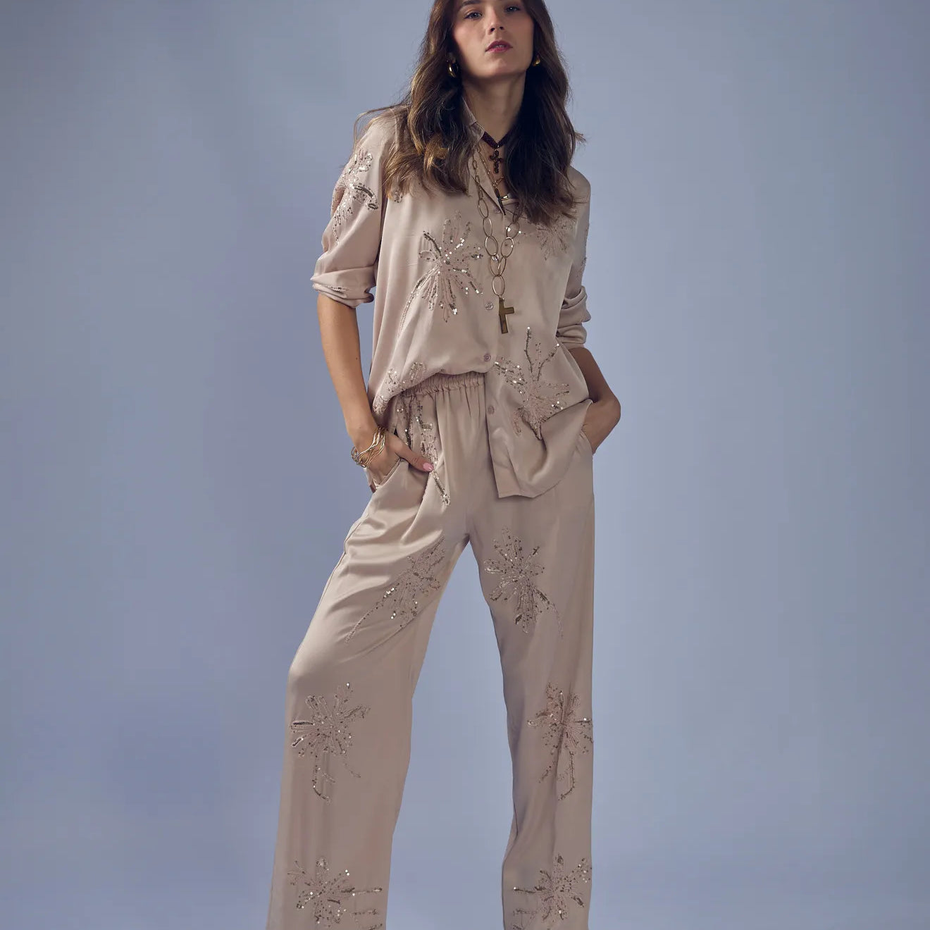 Conjunto Pantalon y Blusa Flores