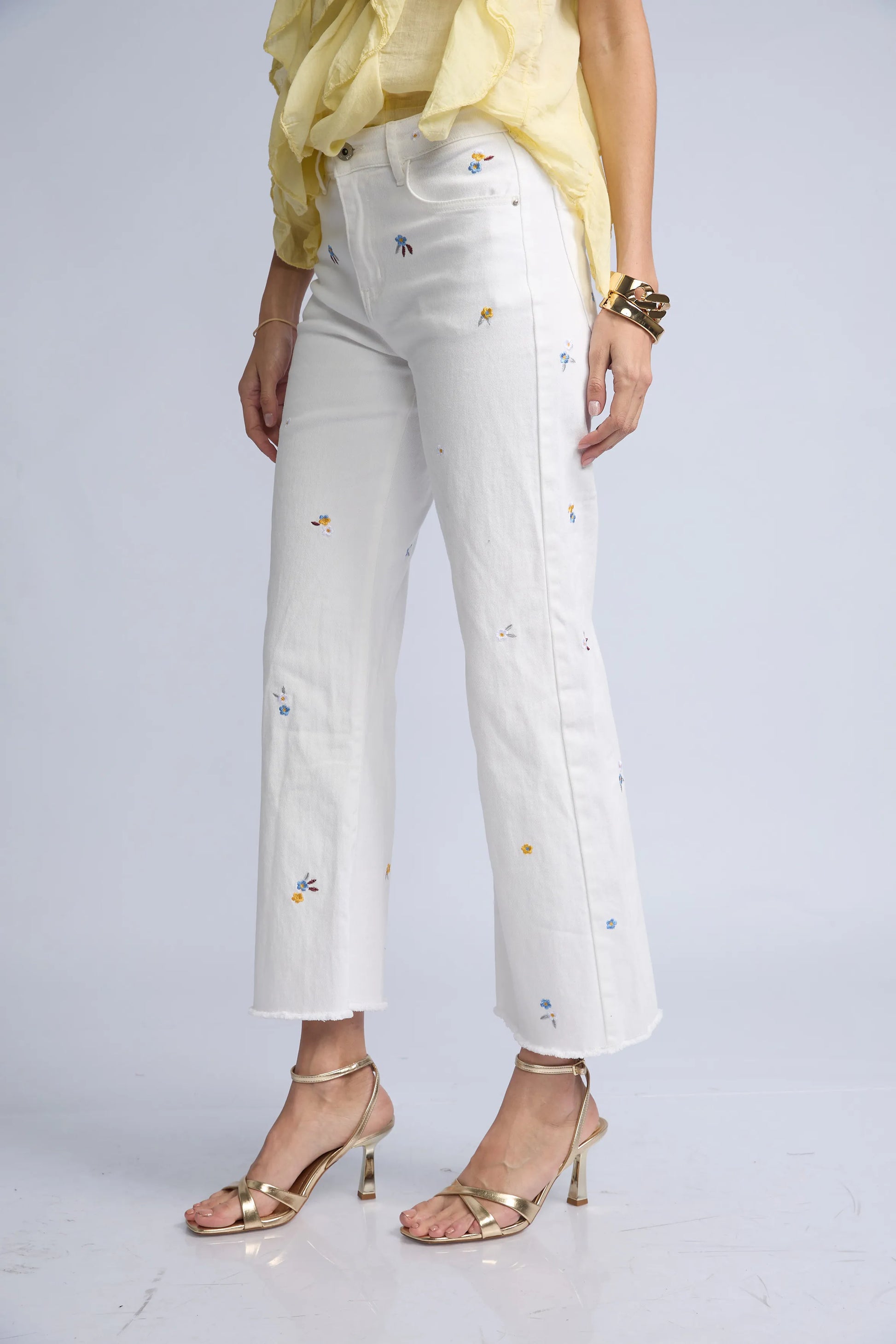 Pantalon Denim Flores Colores