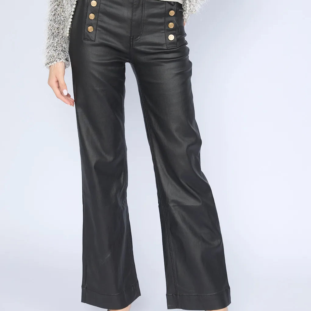 Pantalon Ecopiel Botones Laterales