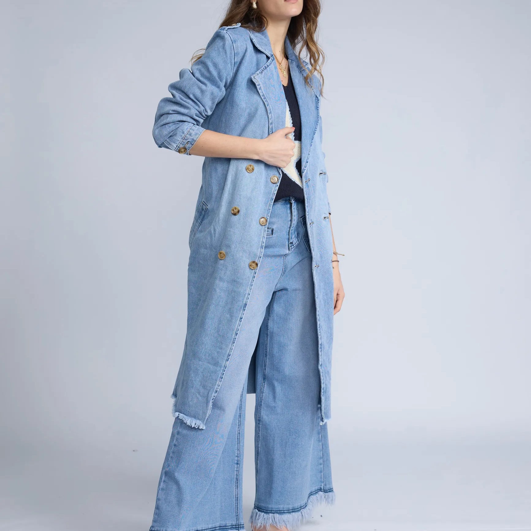 Trench Denim Basta Desflecada
