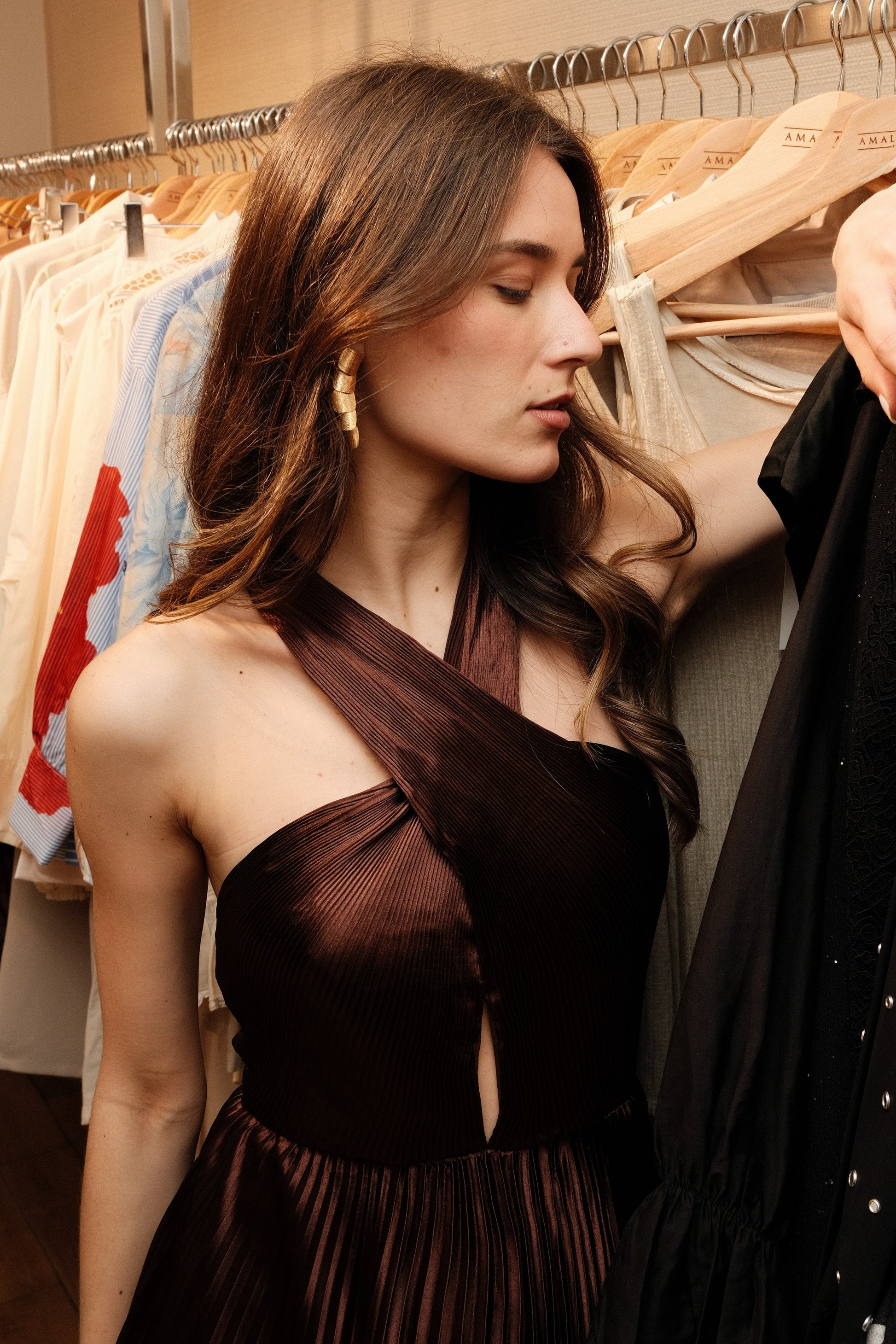 Vestido Plisado Cruzado