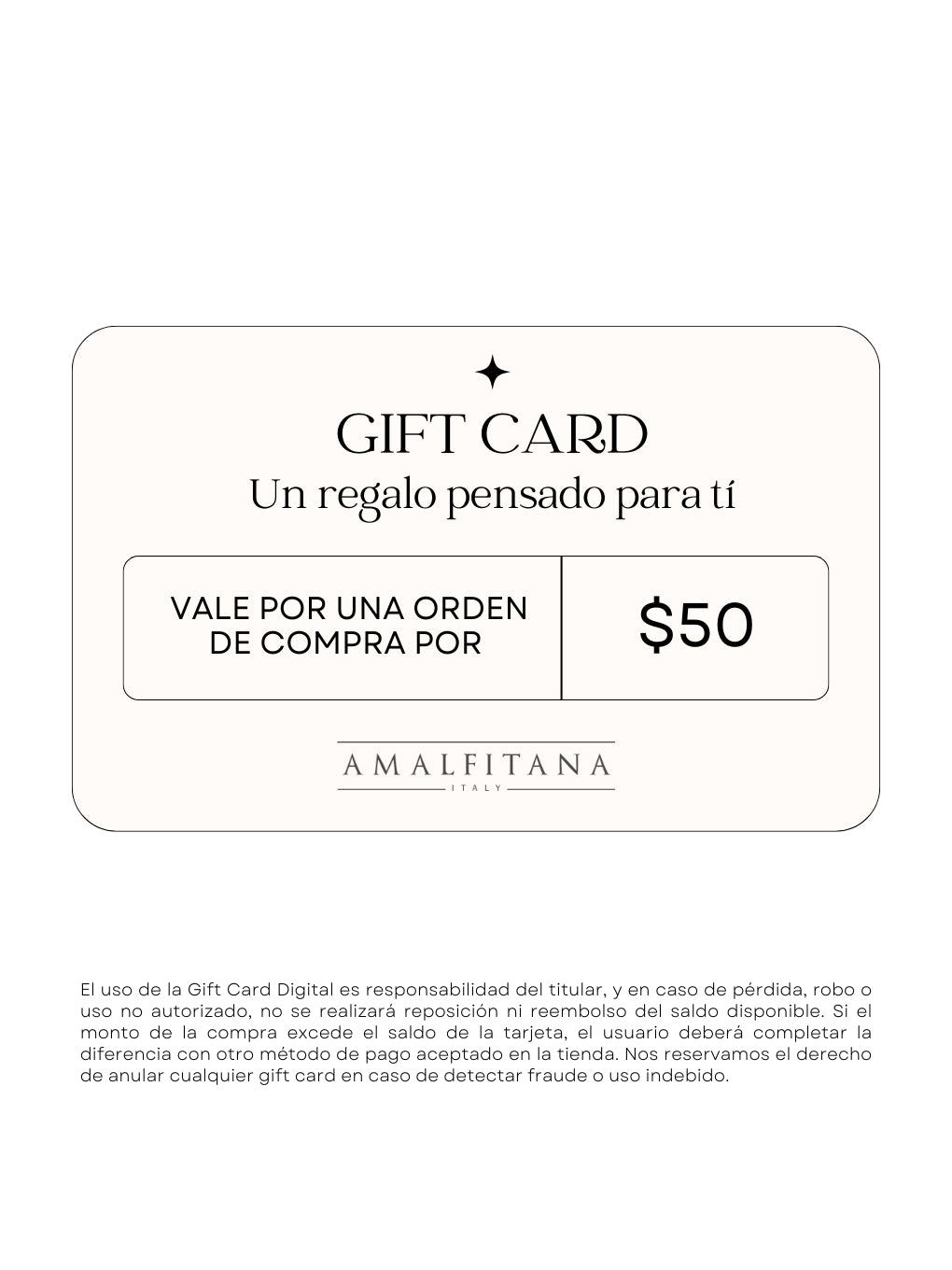 Tarjeta de regalo de Amalfitana Italy