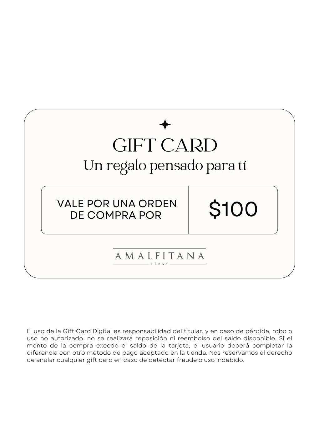 Tarjeta de regalo de Amalfitana Italy