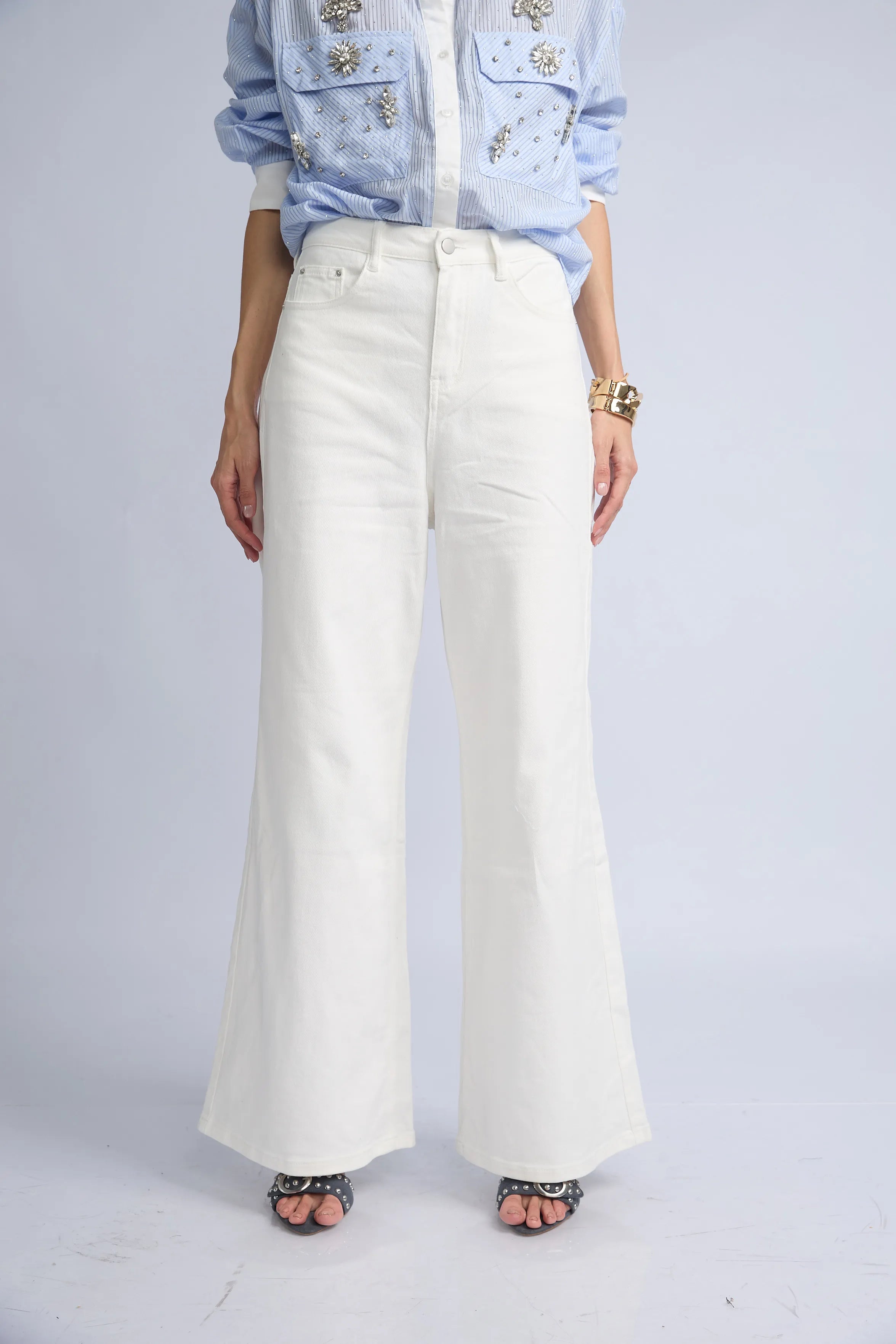 Pantalon Denim Wide Blanco