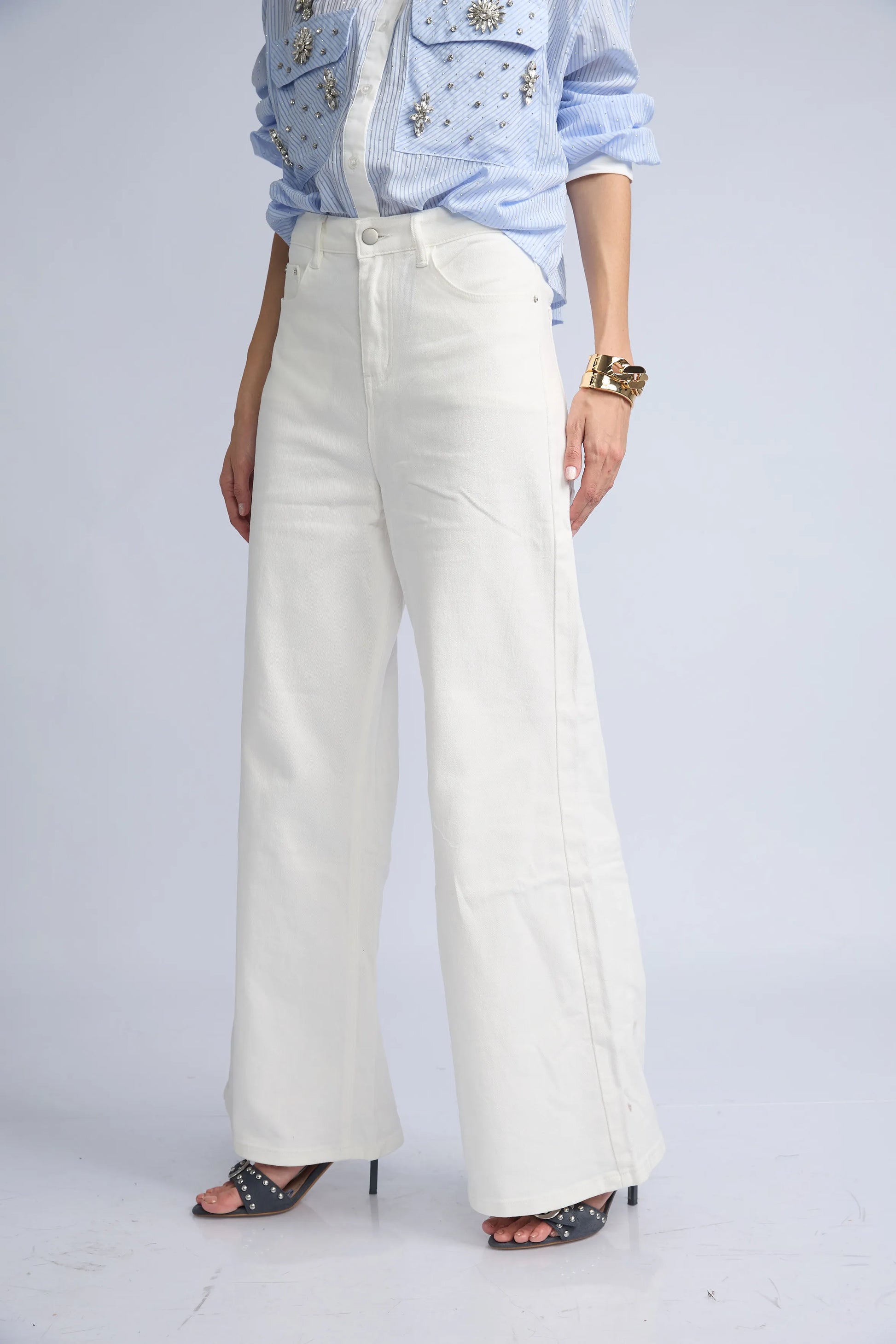 Pantalon Denim Wide Blanco