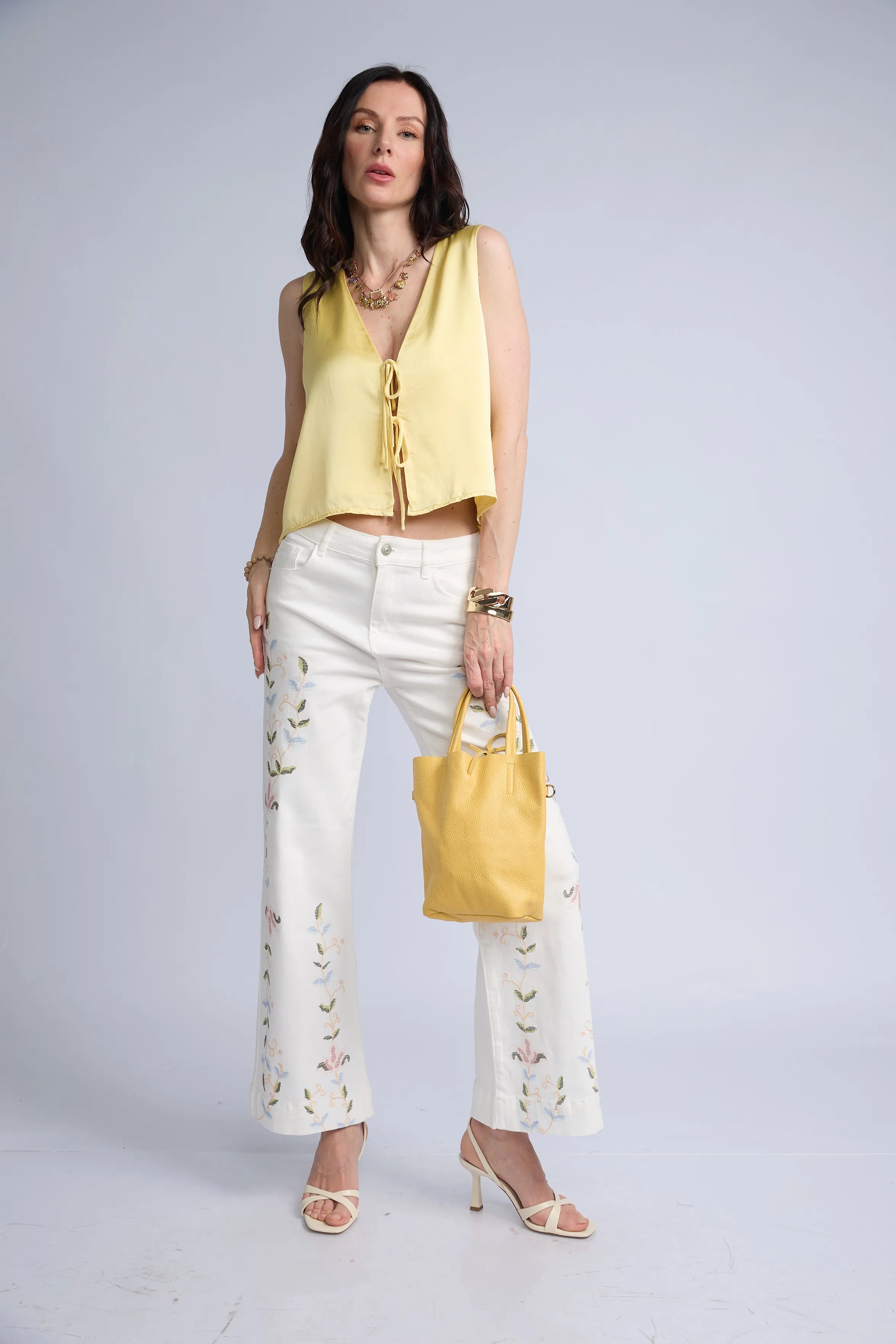 Pantalon Denim Flores