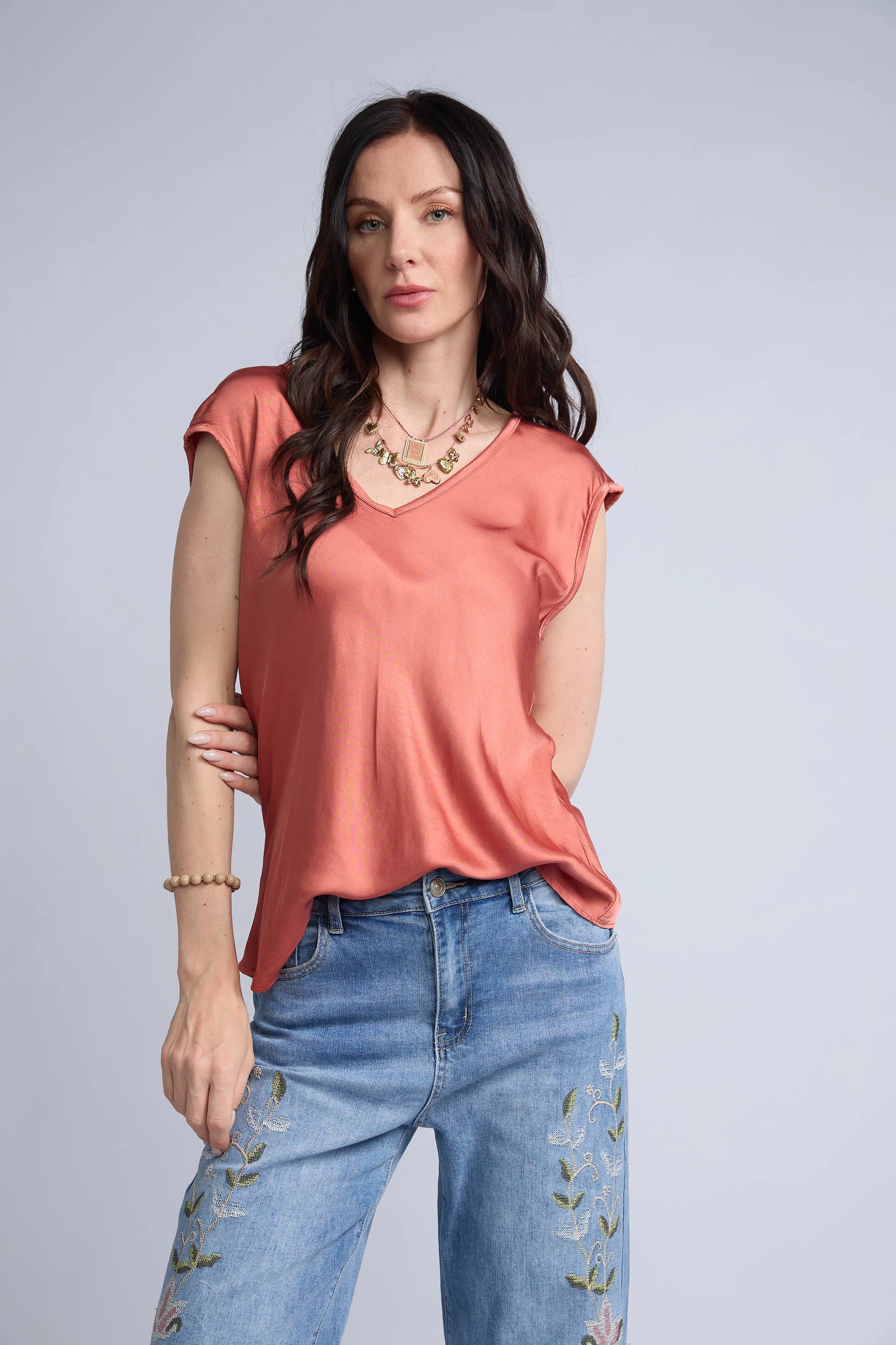 Blusa Color Cuello V