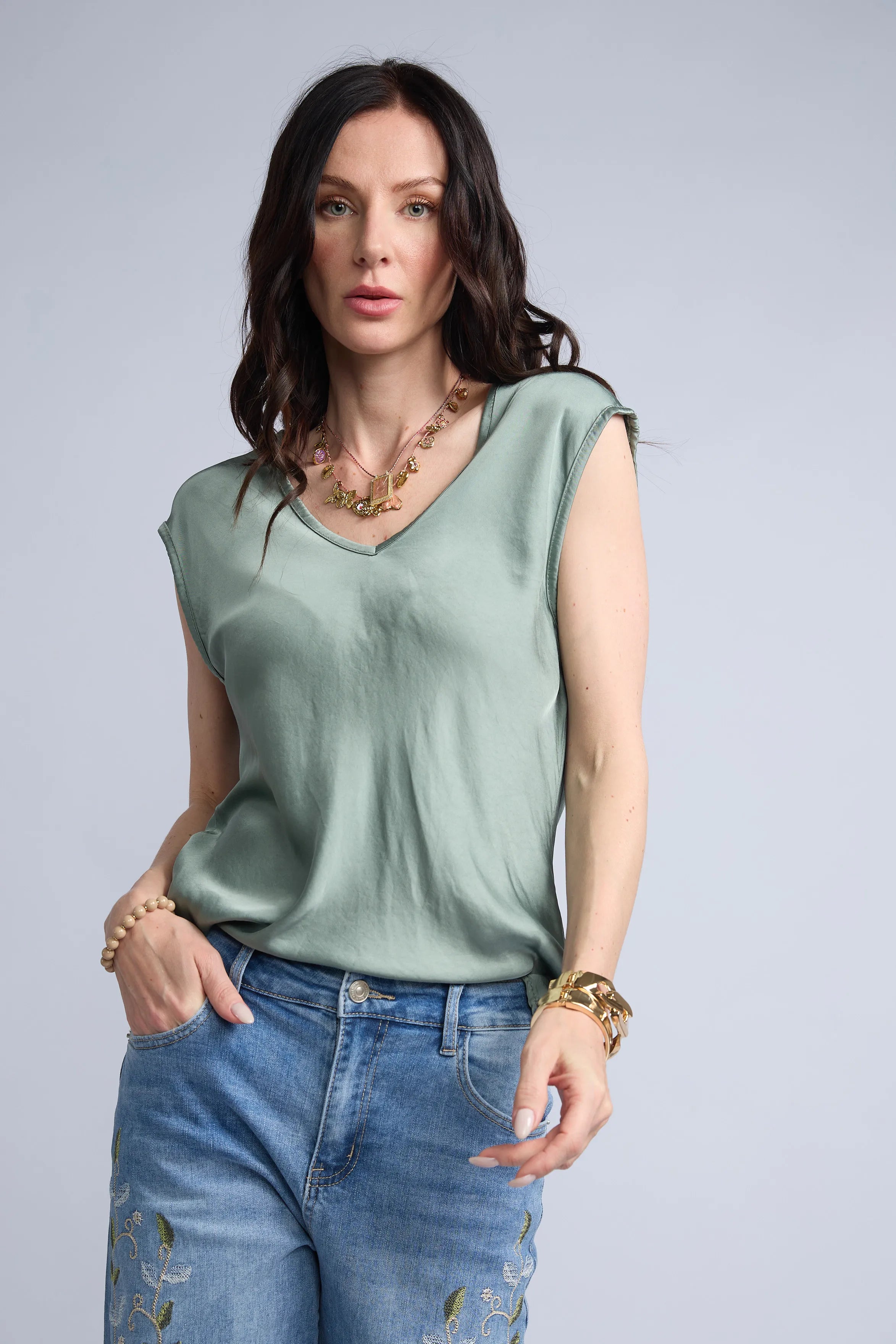 Blusa Color Cuello V