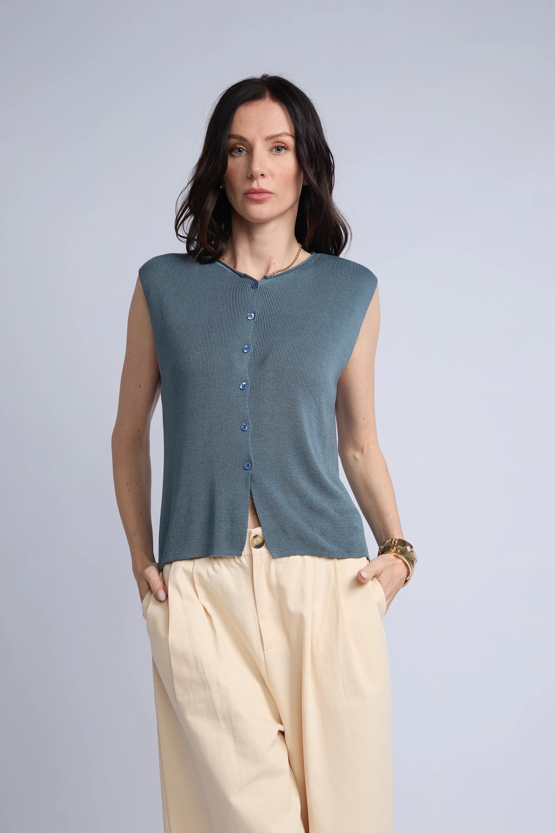 Chaleco Botones Punto