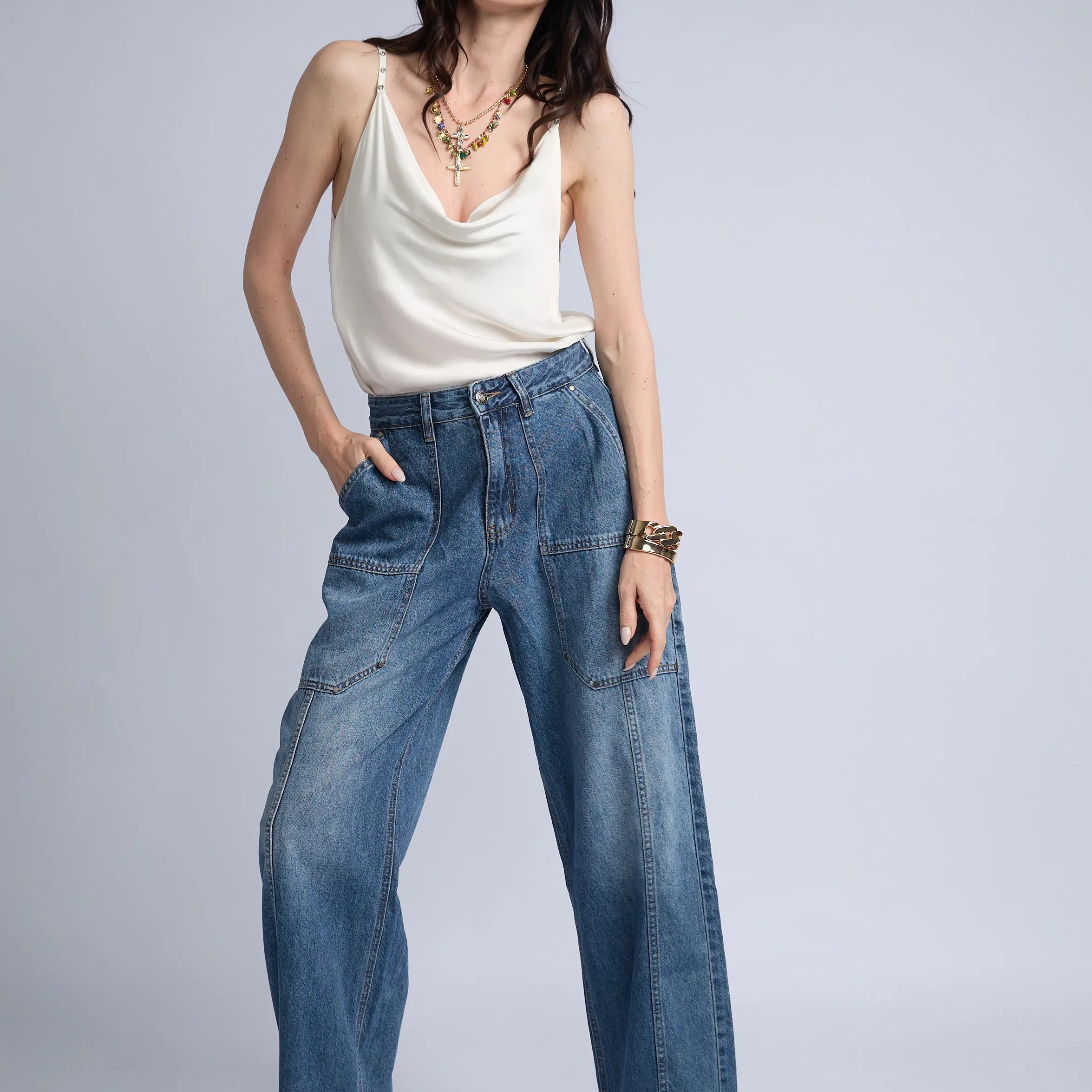 Jean Wide Bolsillos Grandes