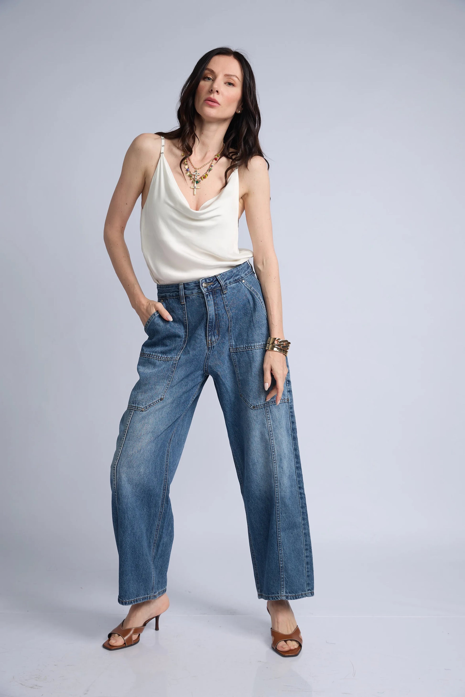 Jean Wide Bolsillos Grandes