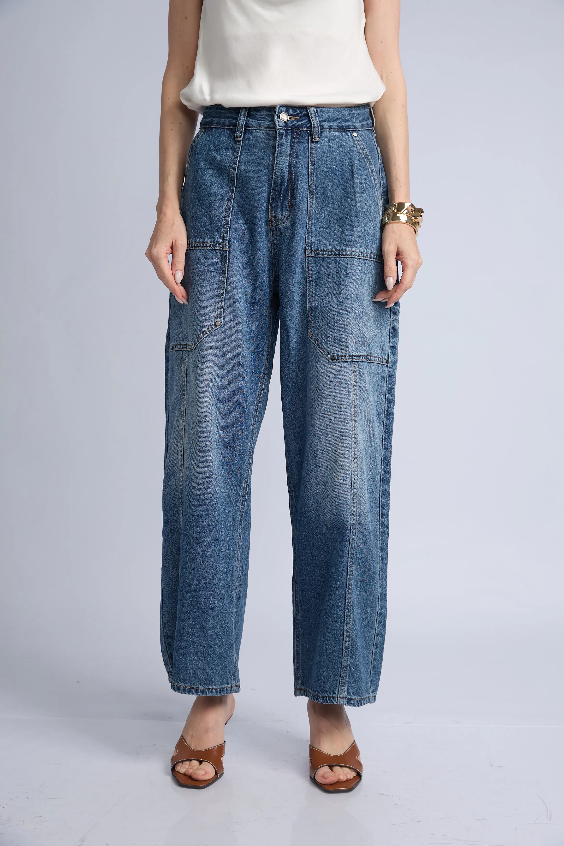 Jean Wide Bolsillos Grandes