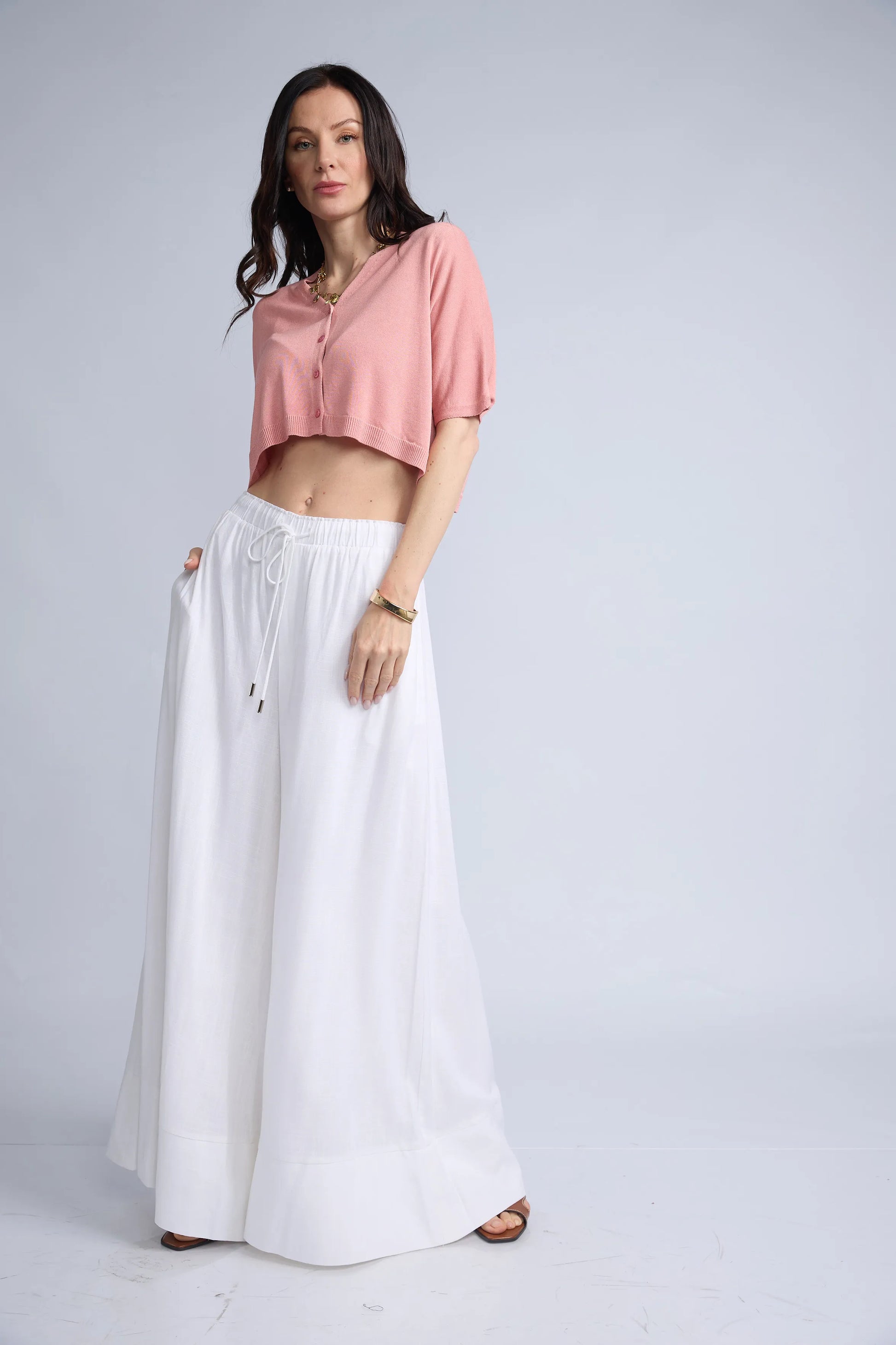 Chompa Abierta Crop Botones