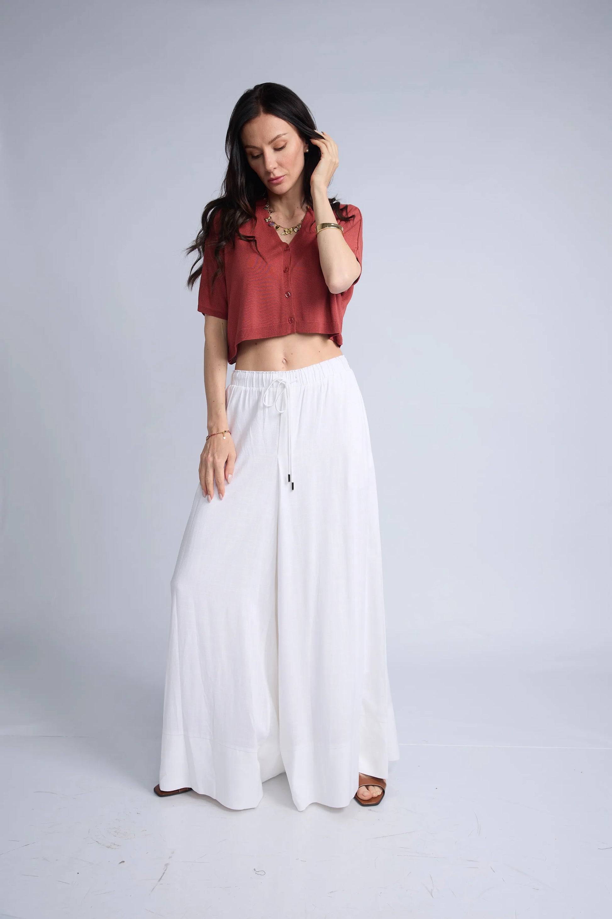 Chompa Abierta Crop Botones