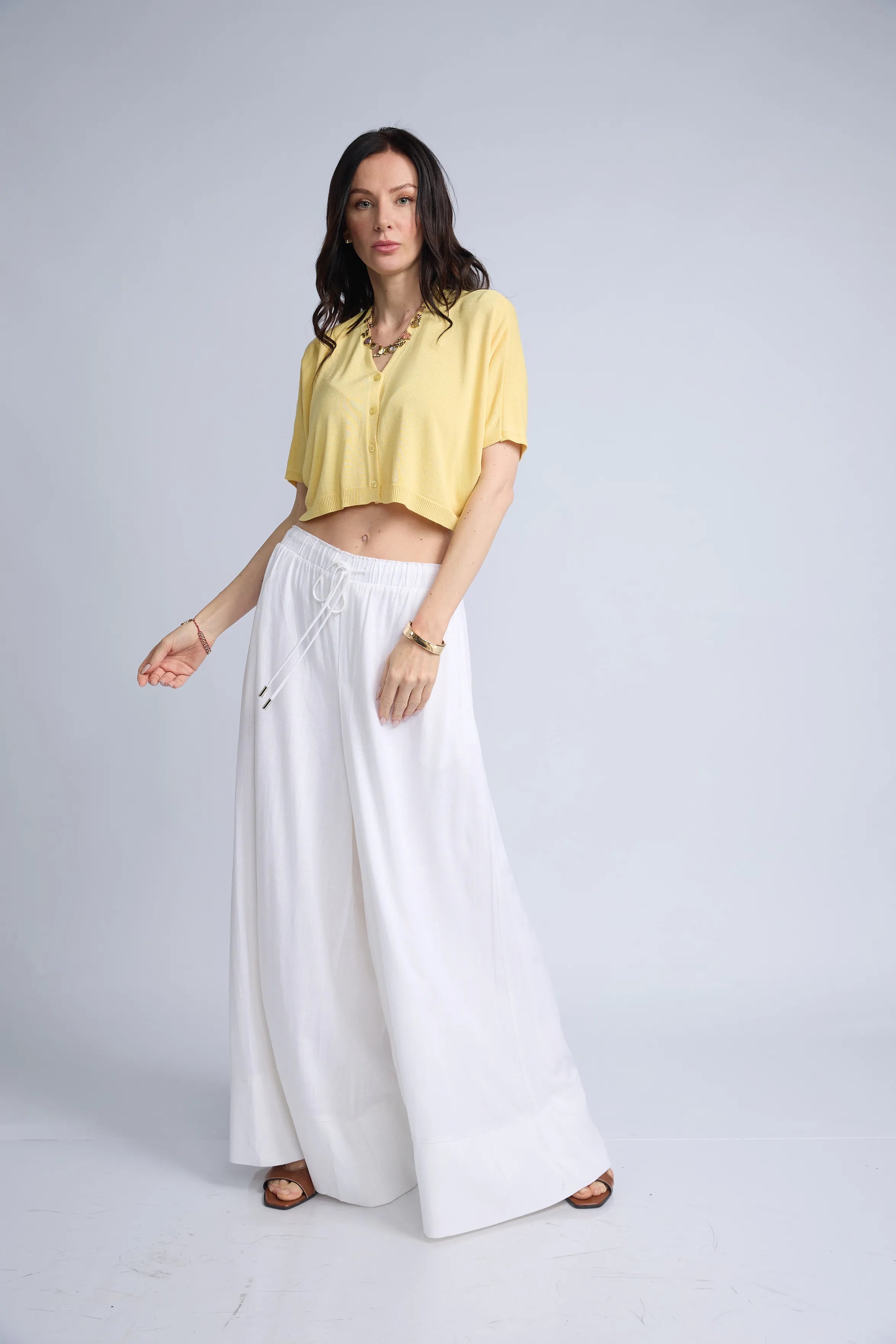 Chompa Abierta Crop Botones