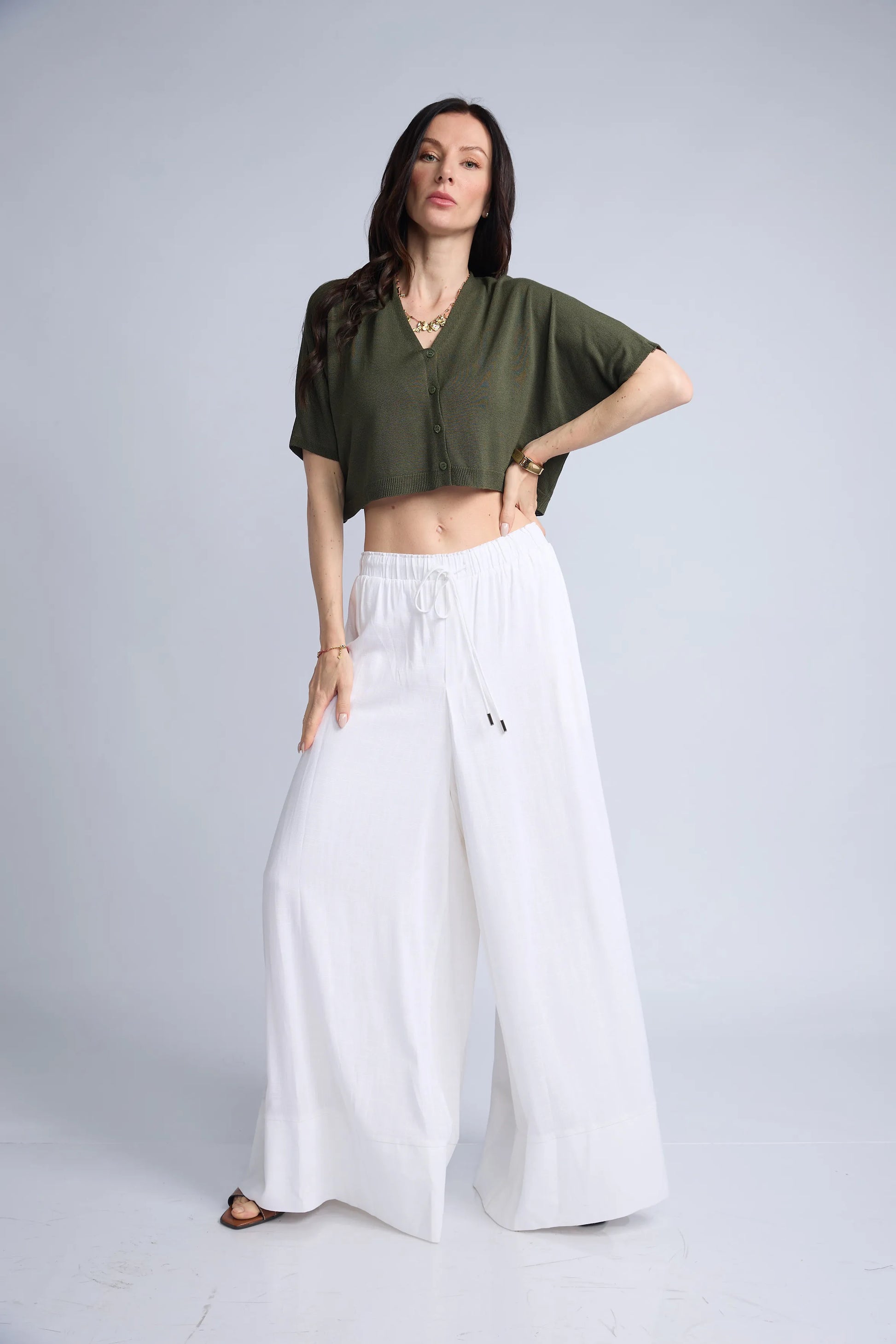 Chompa Abierta Crop Botones