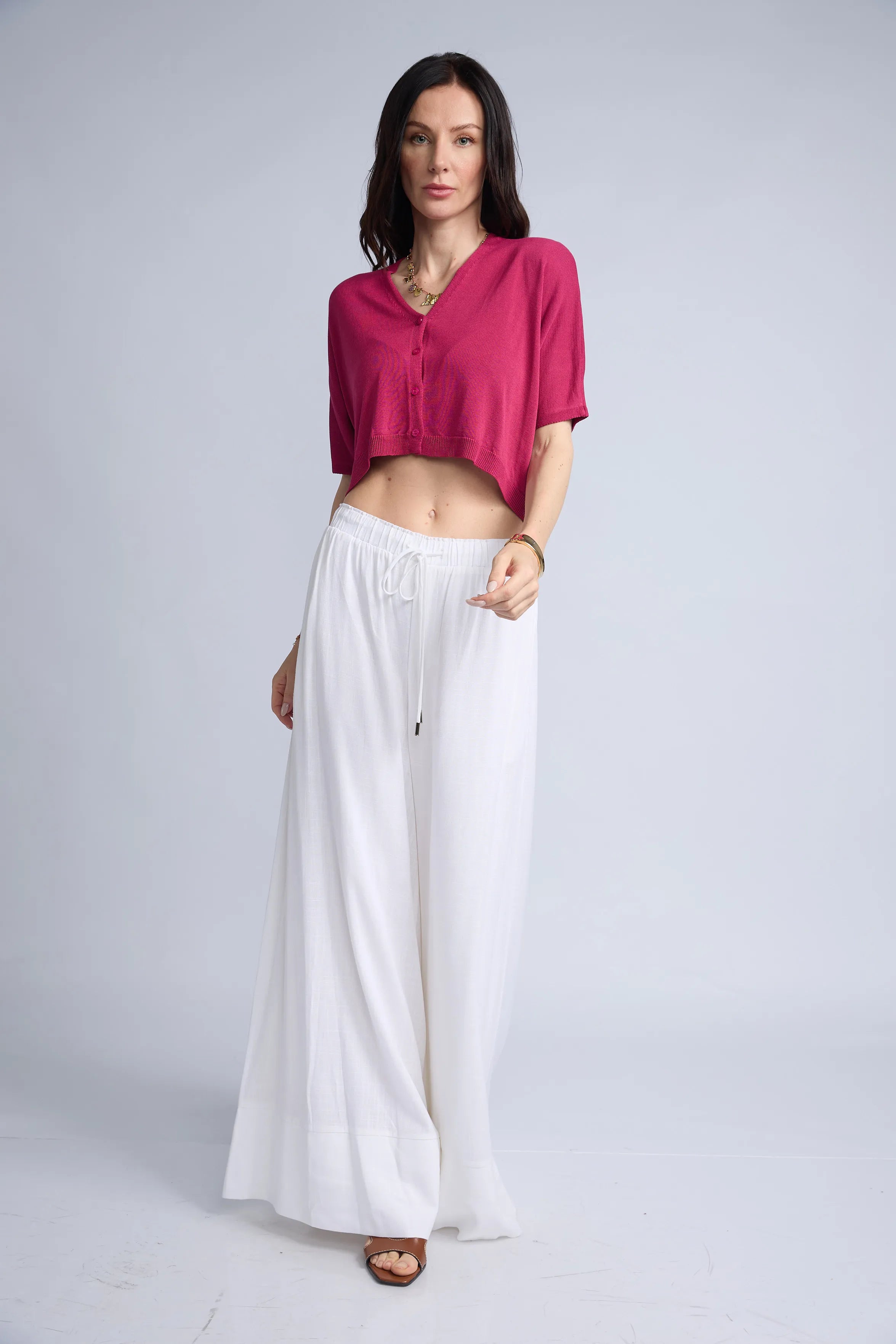 Chompa Abierta Crop Botones