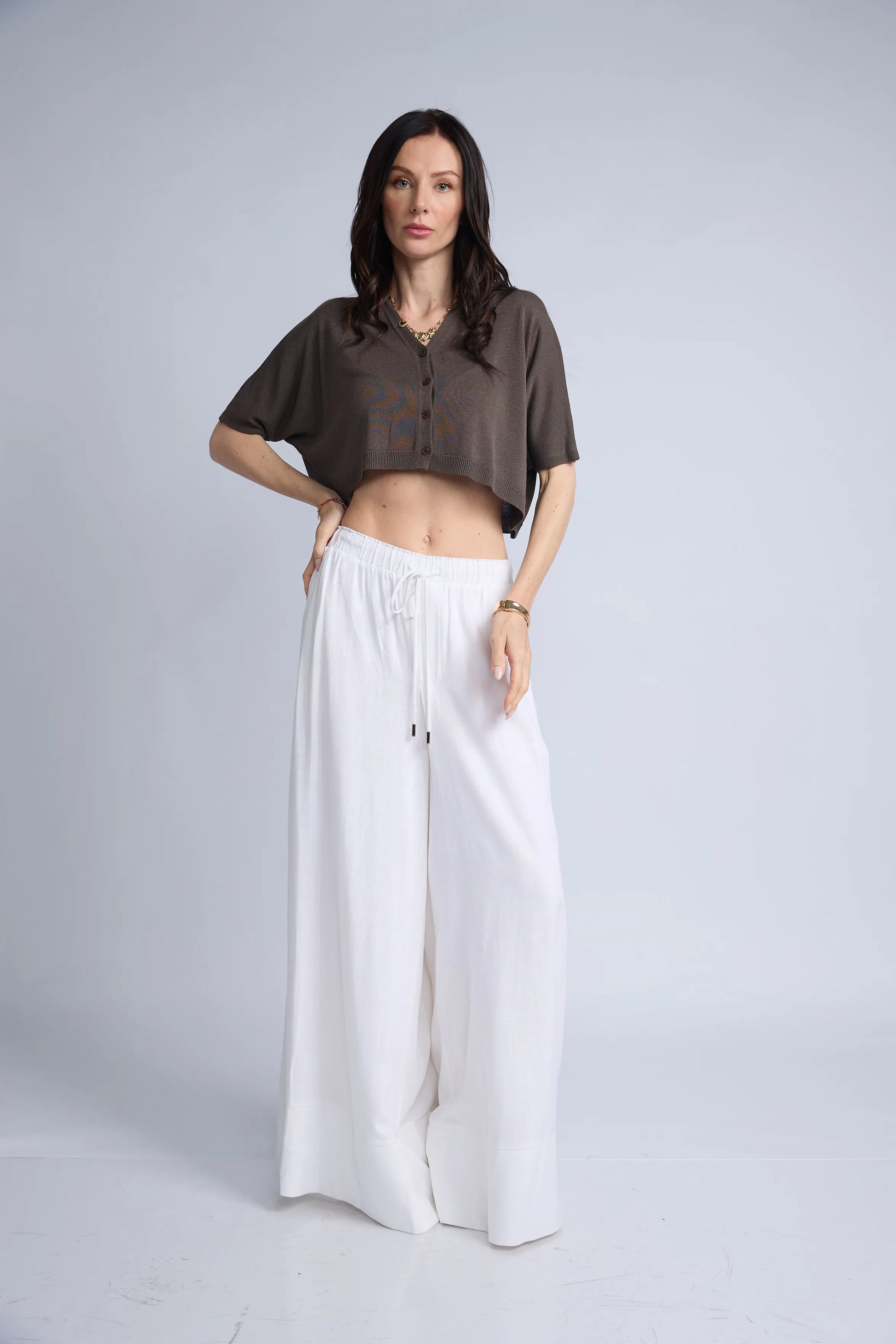 Chompa Abierta Crop Botones