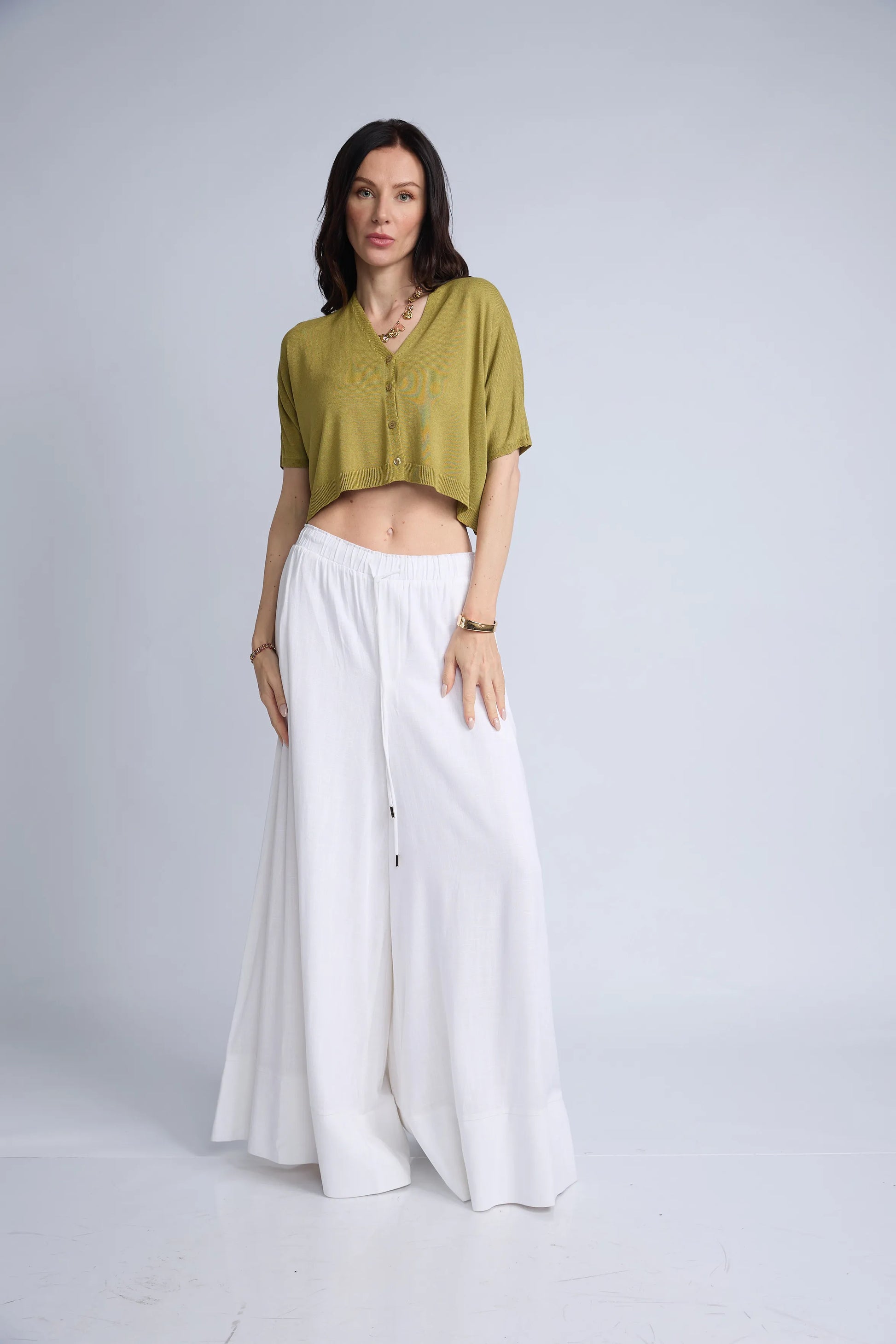 Chompa Abierta Crop Botones