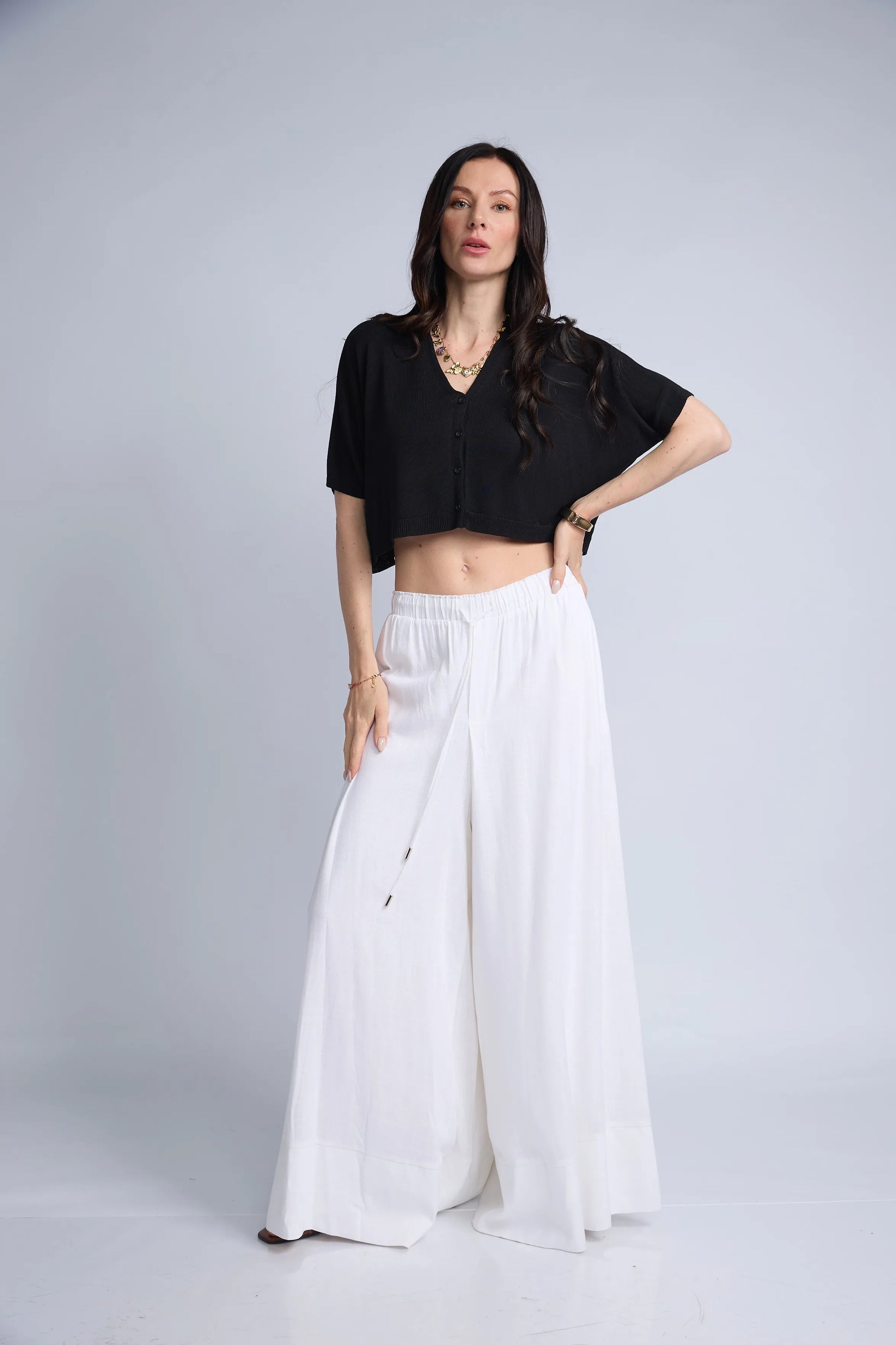 Chompa Abierta Crop Botones