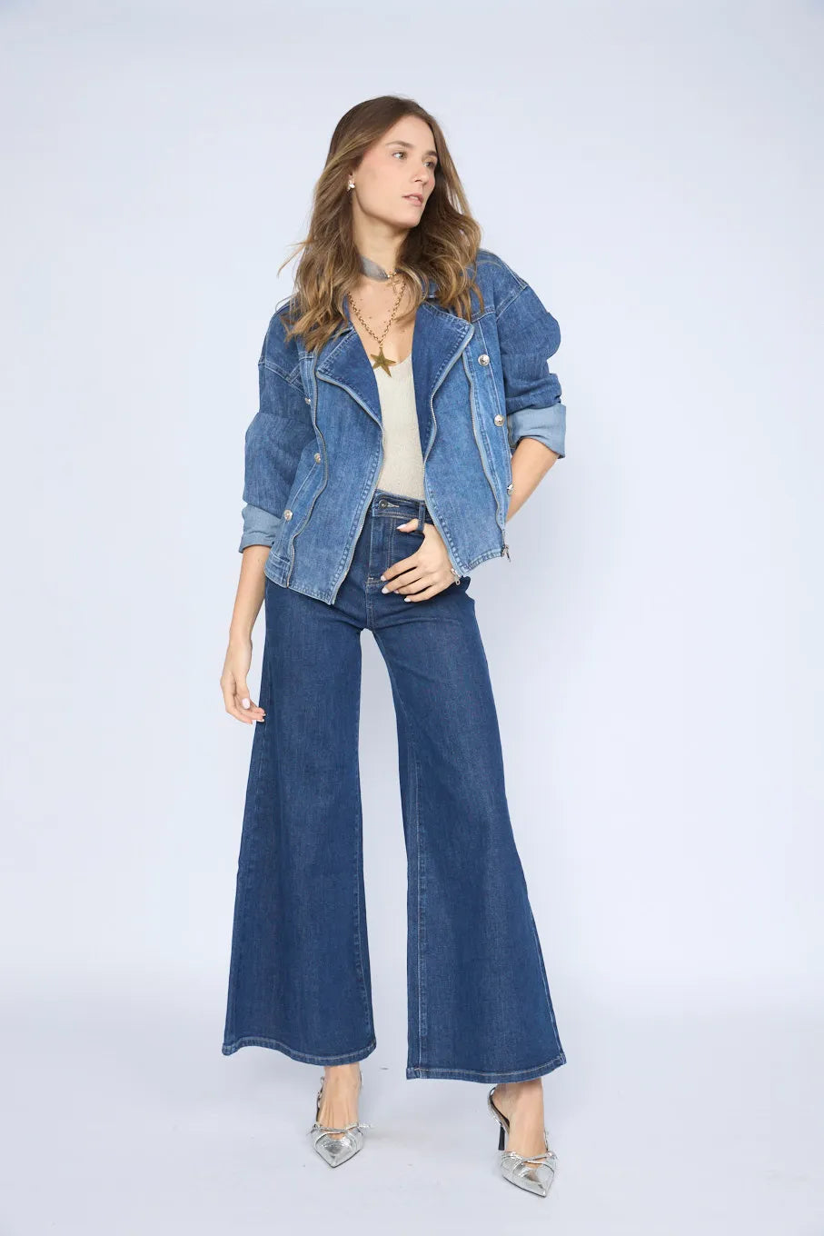 Casaca Denim Doble Cierre
