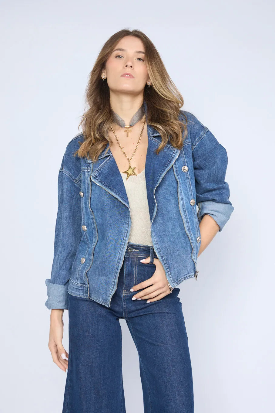 Double-zip denim jacket