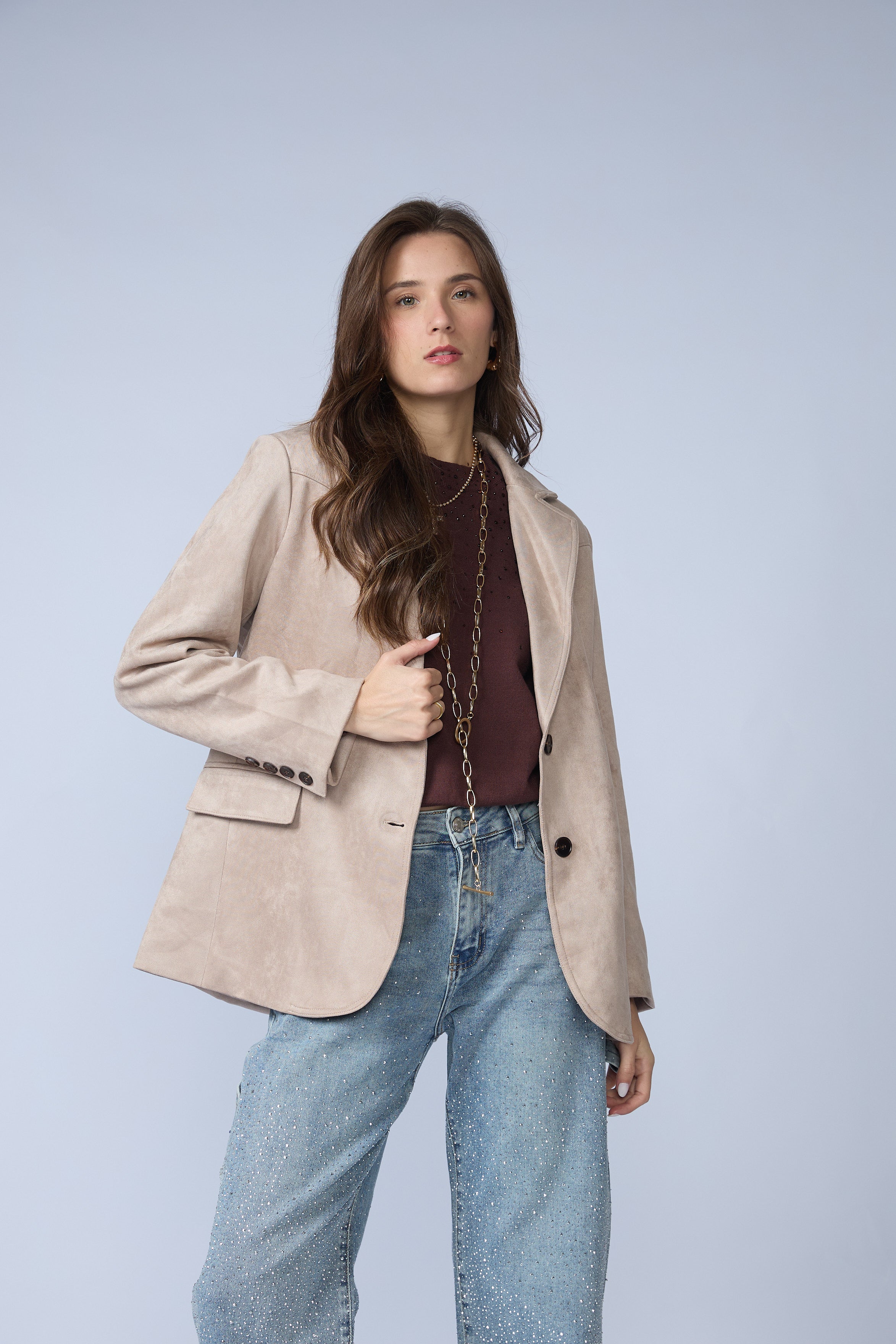Blazer Suede Dos Botones