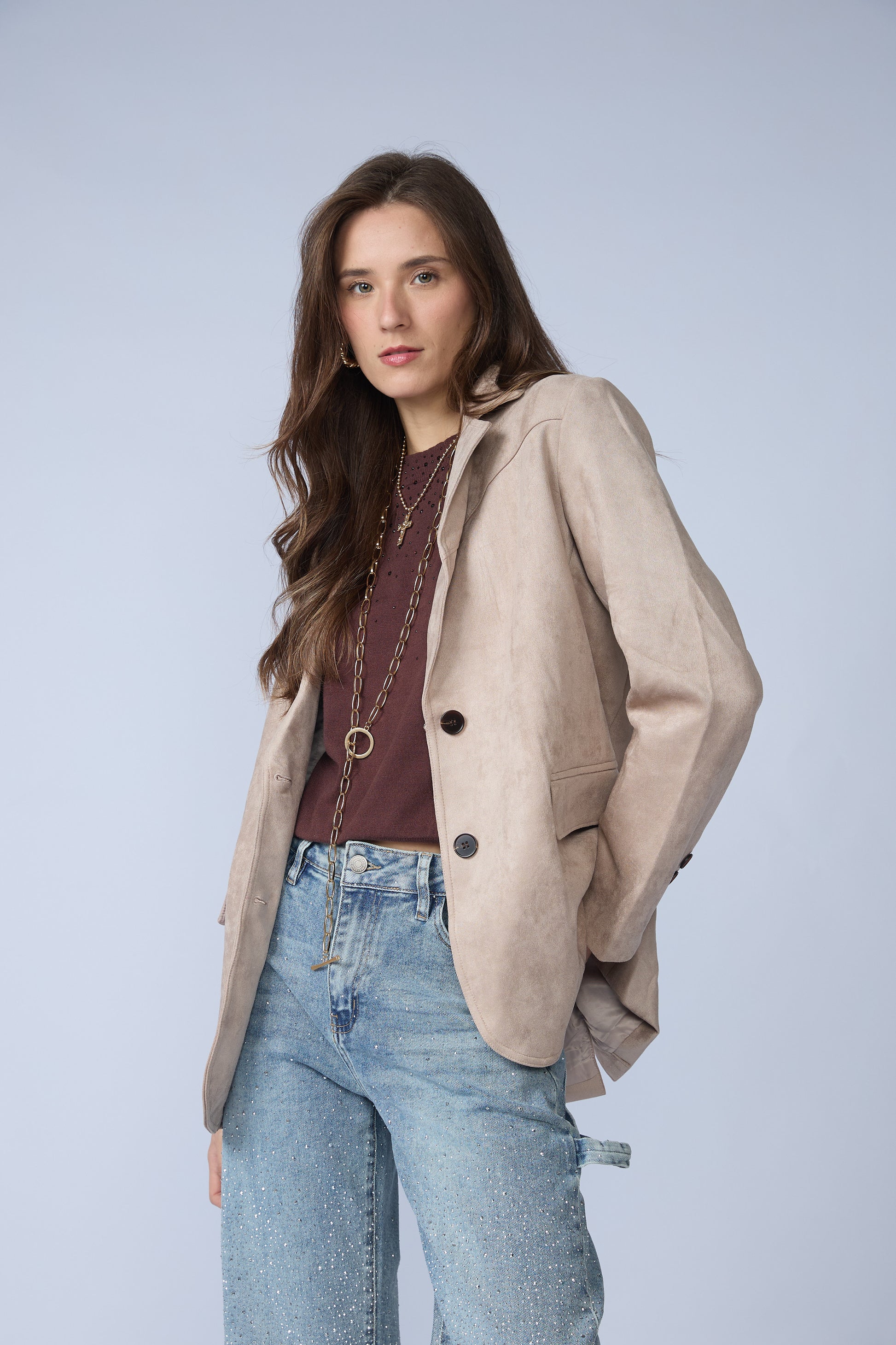 Blazer Suede Dos Botones