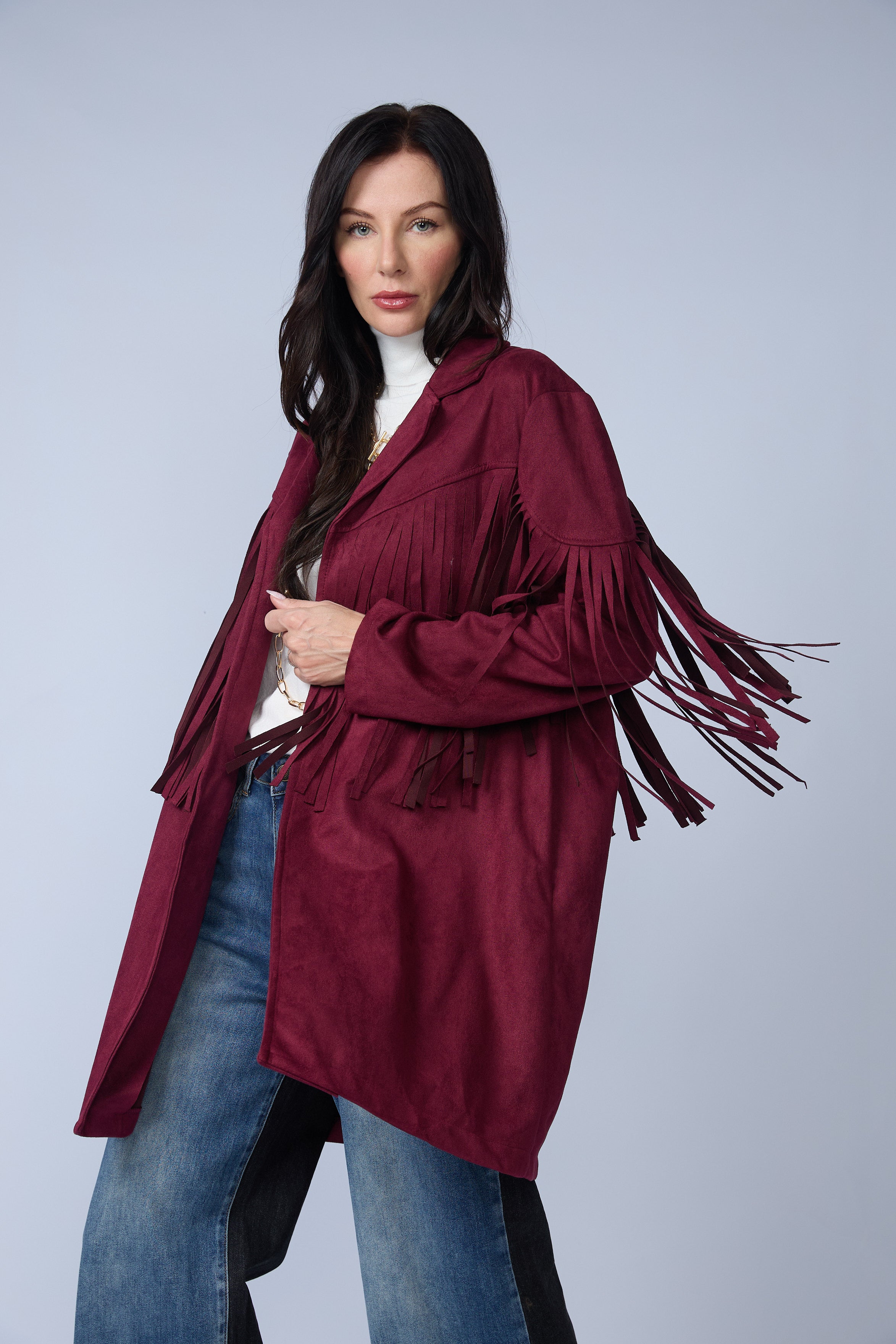 Blazer Flecos Suede Largo