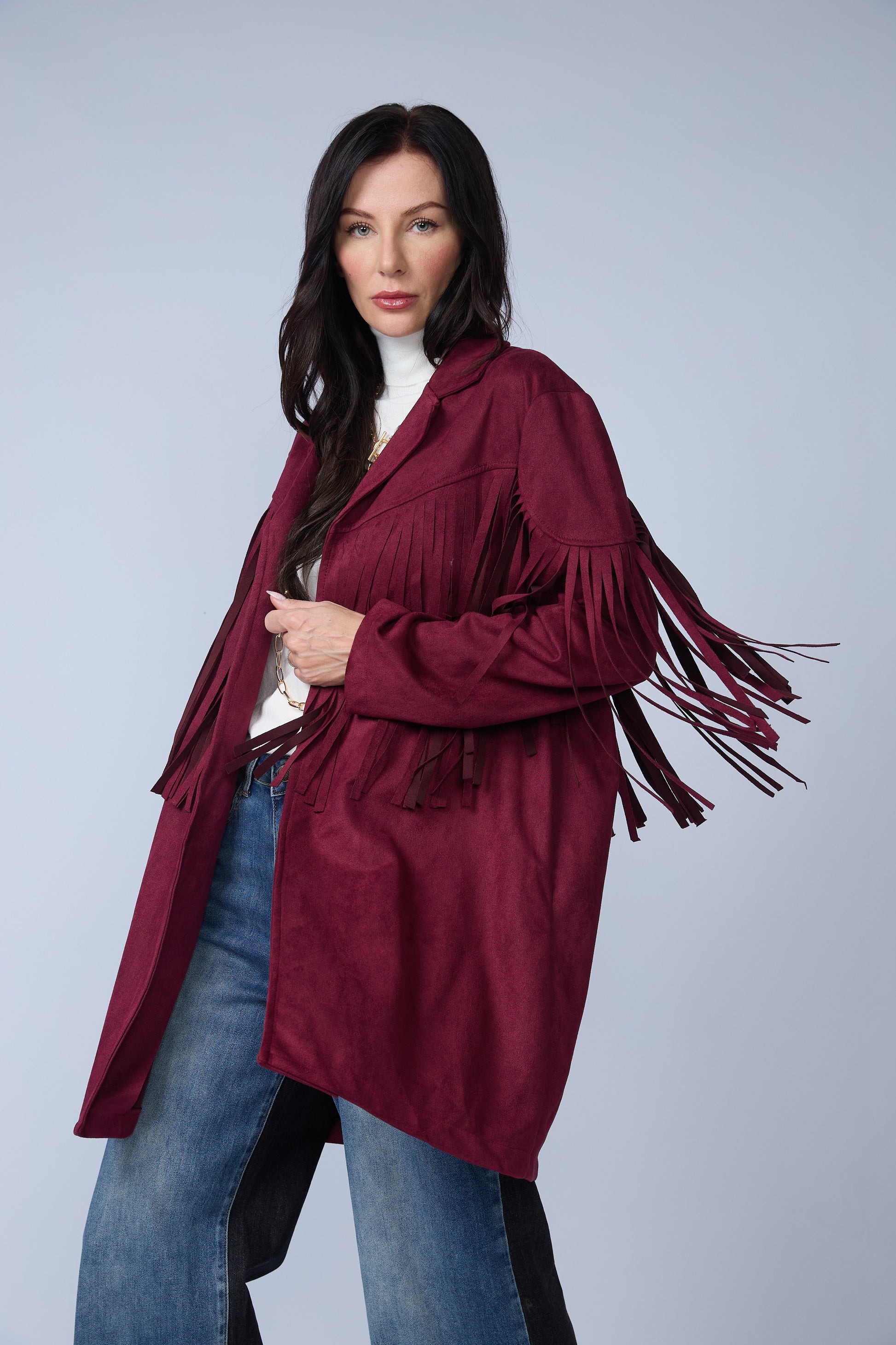 Blazer Flecos Suede Largo