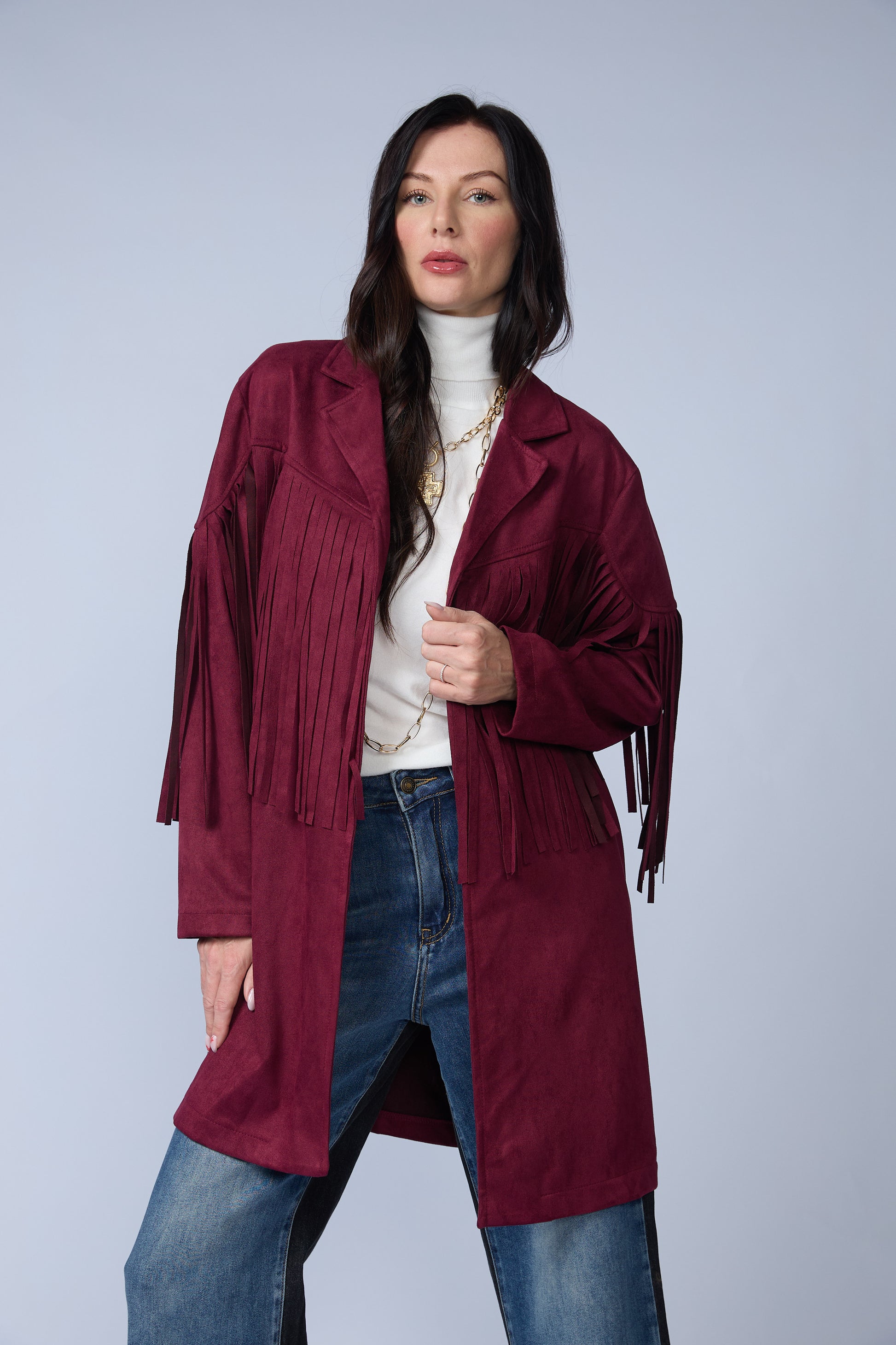 Blazer Flecos Suede Largo