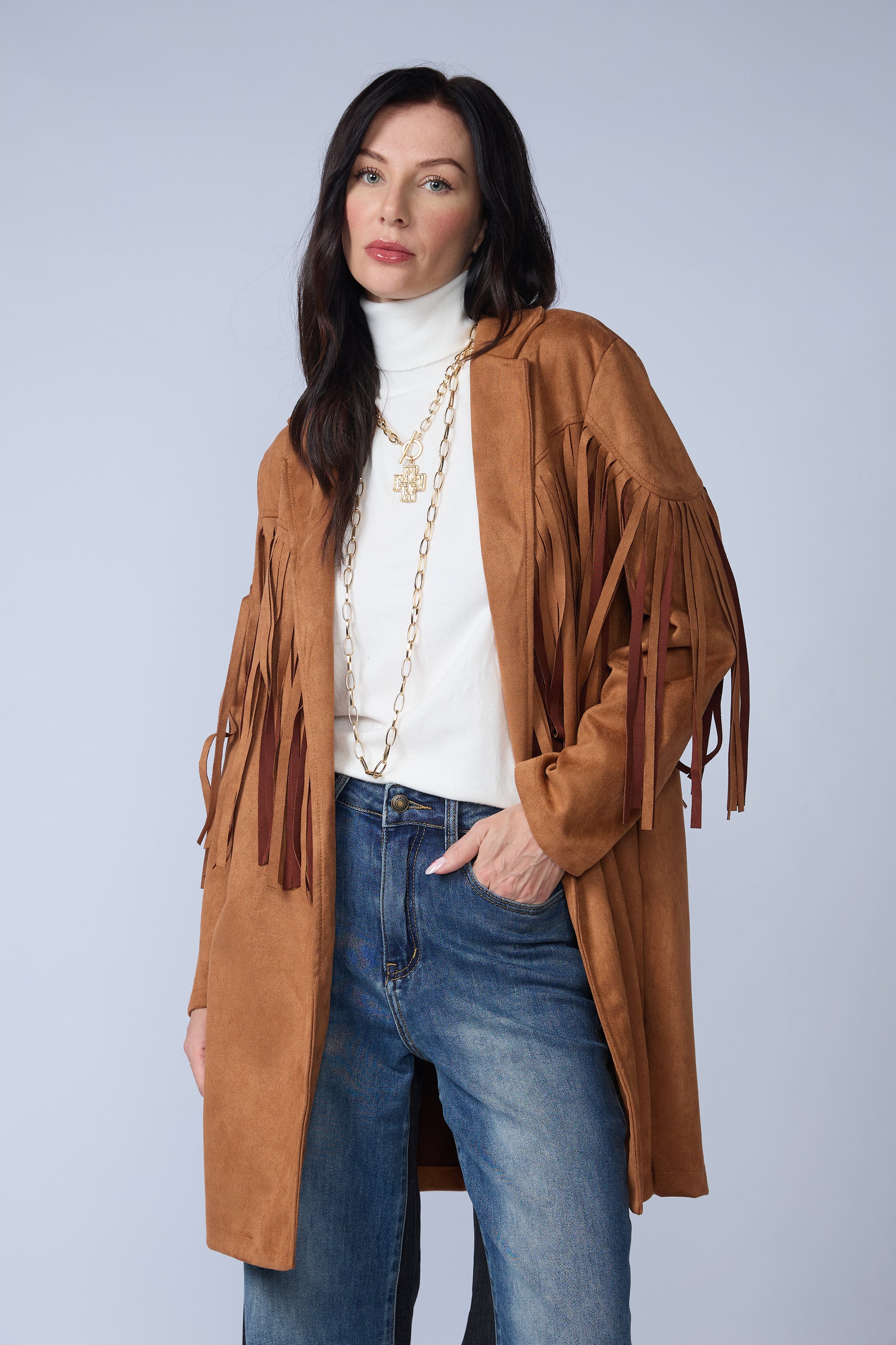Blazer Flecos Suede Largo