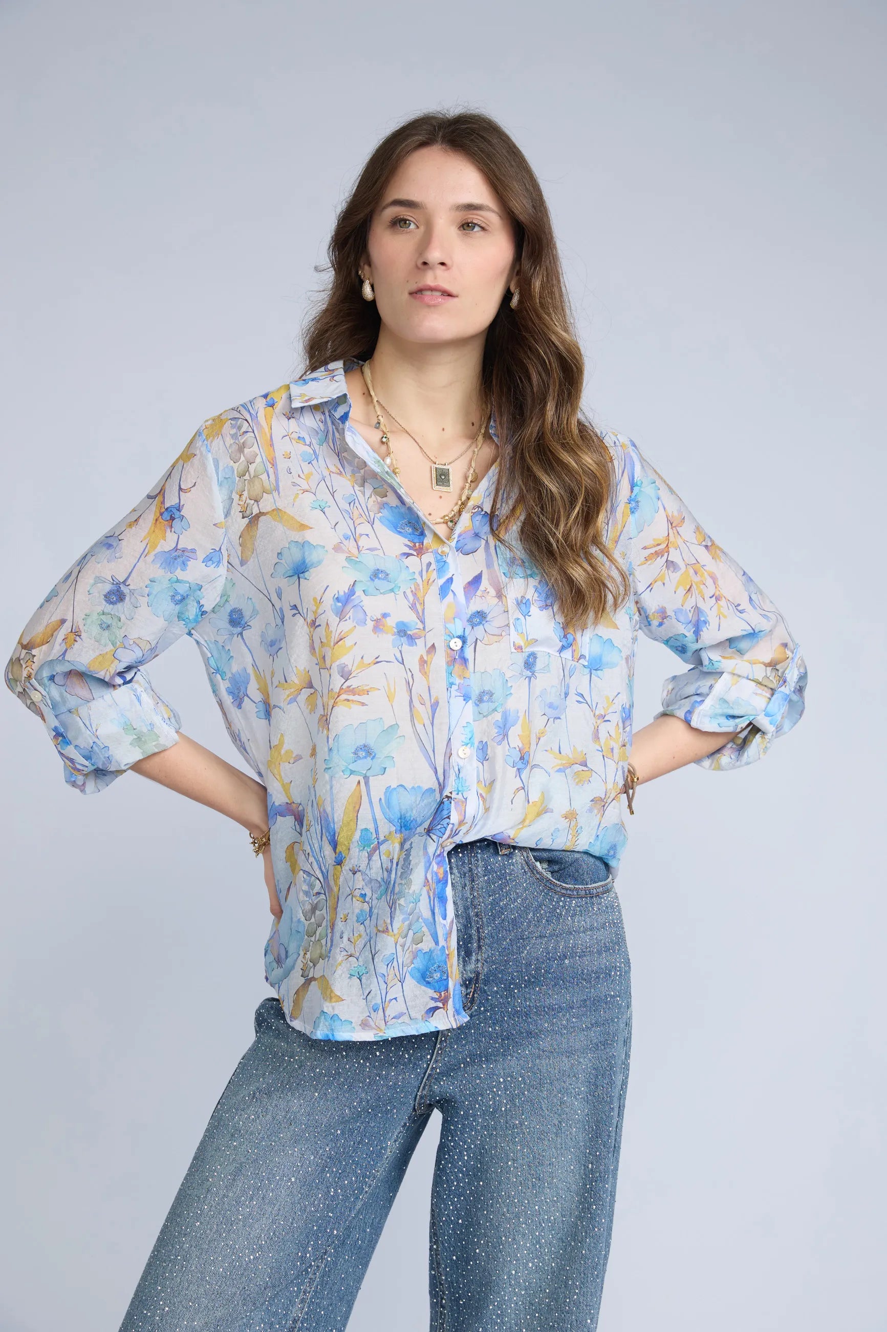 Blusa Botones Flores