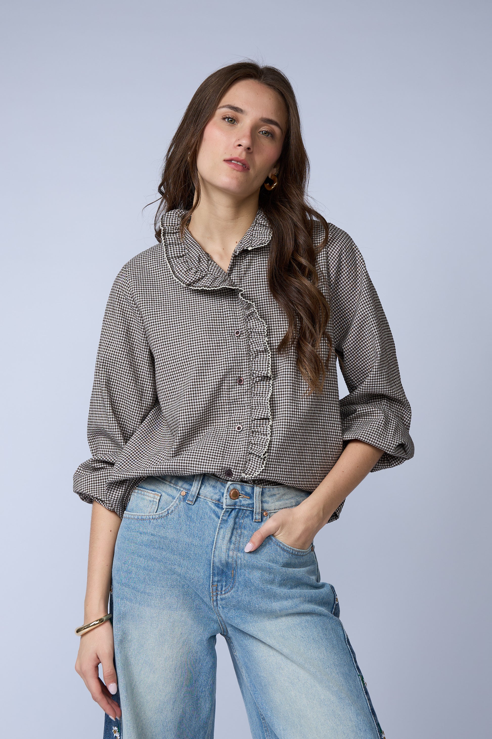Blusa Cuadros Vuelos