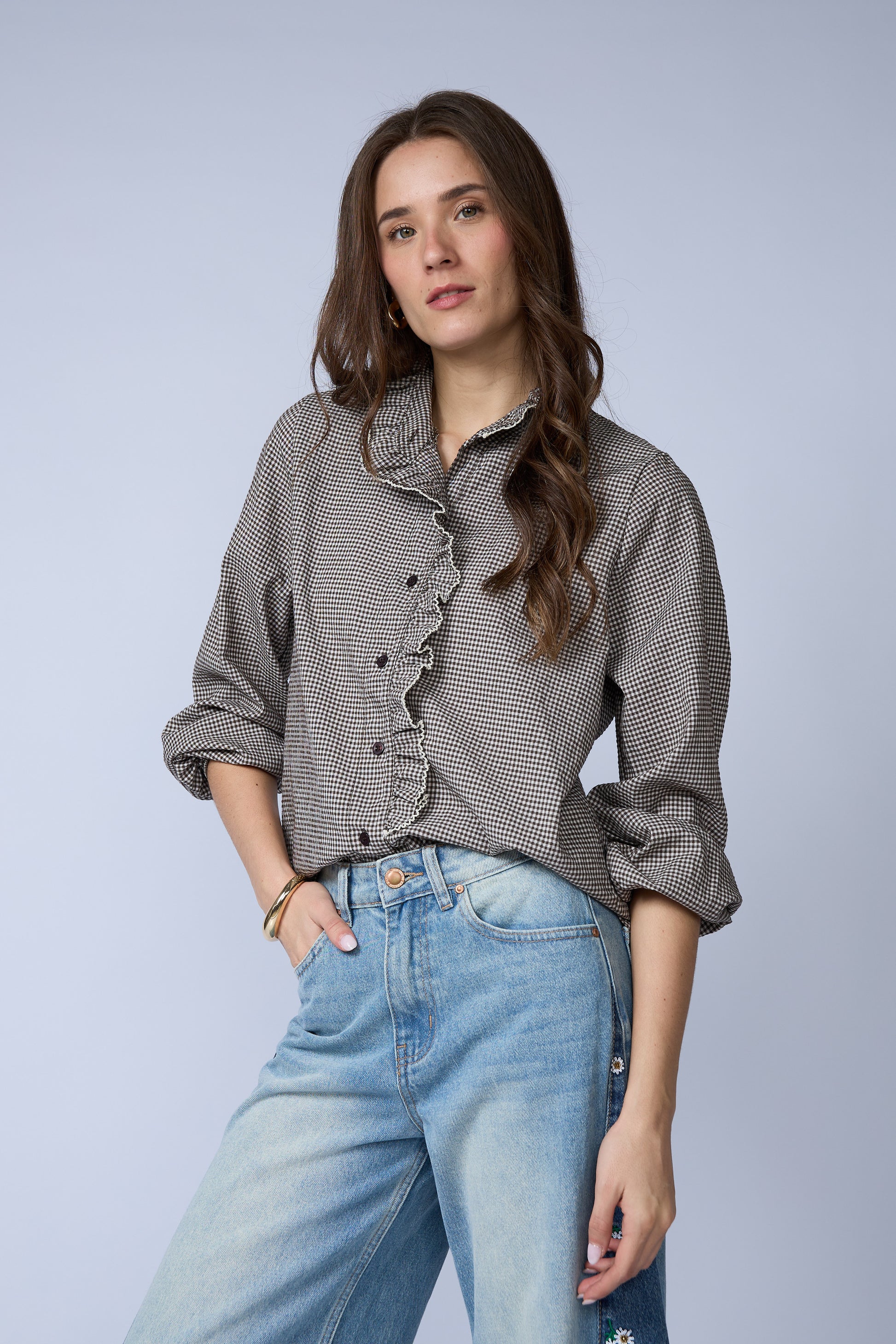 Blusa Cuadros Vuelos
