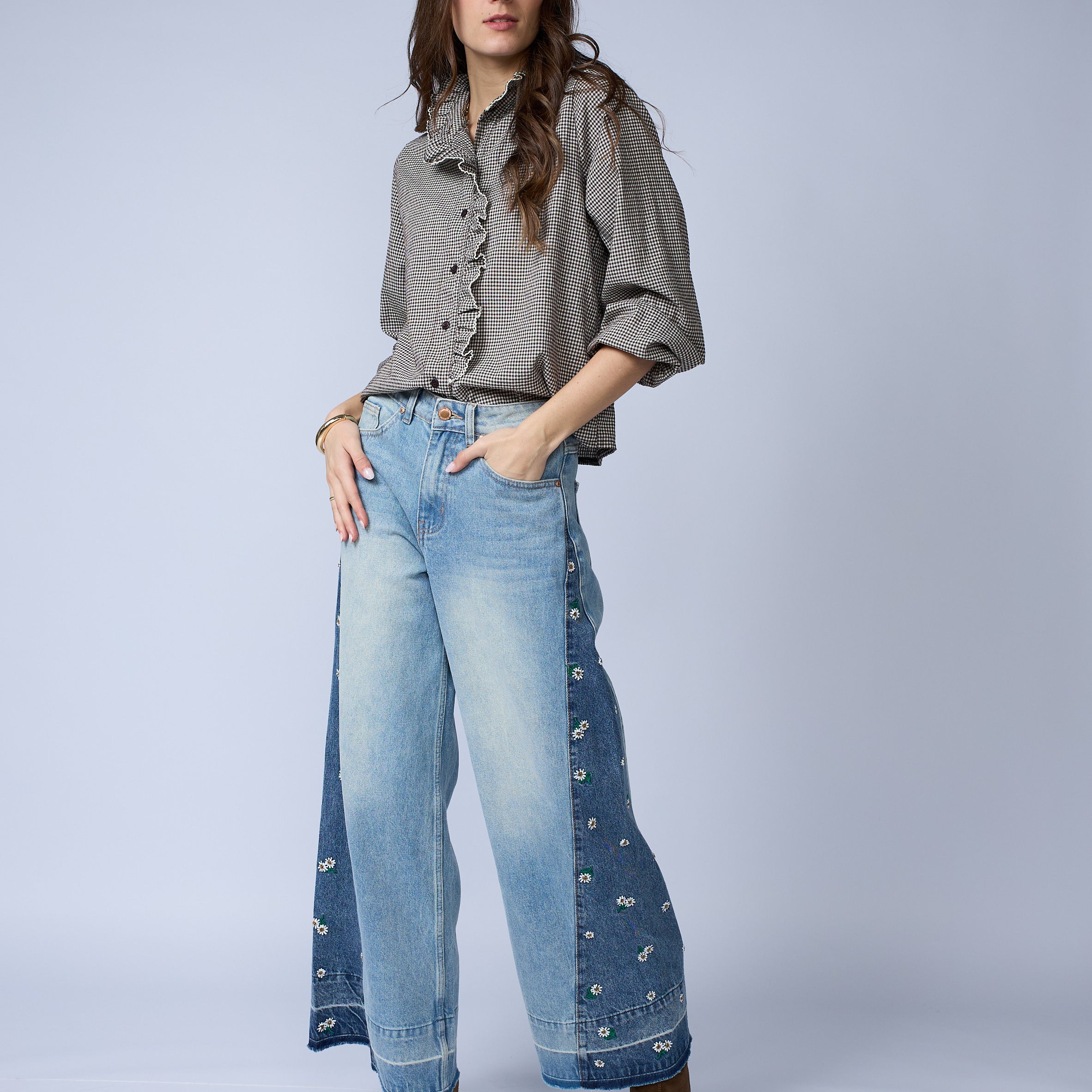 Blusa Cuadros Vuelos