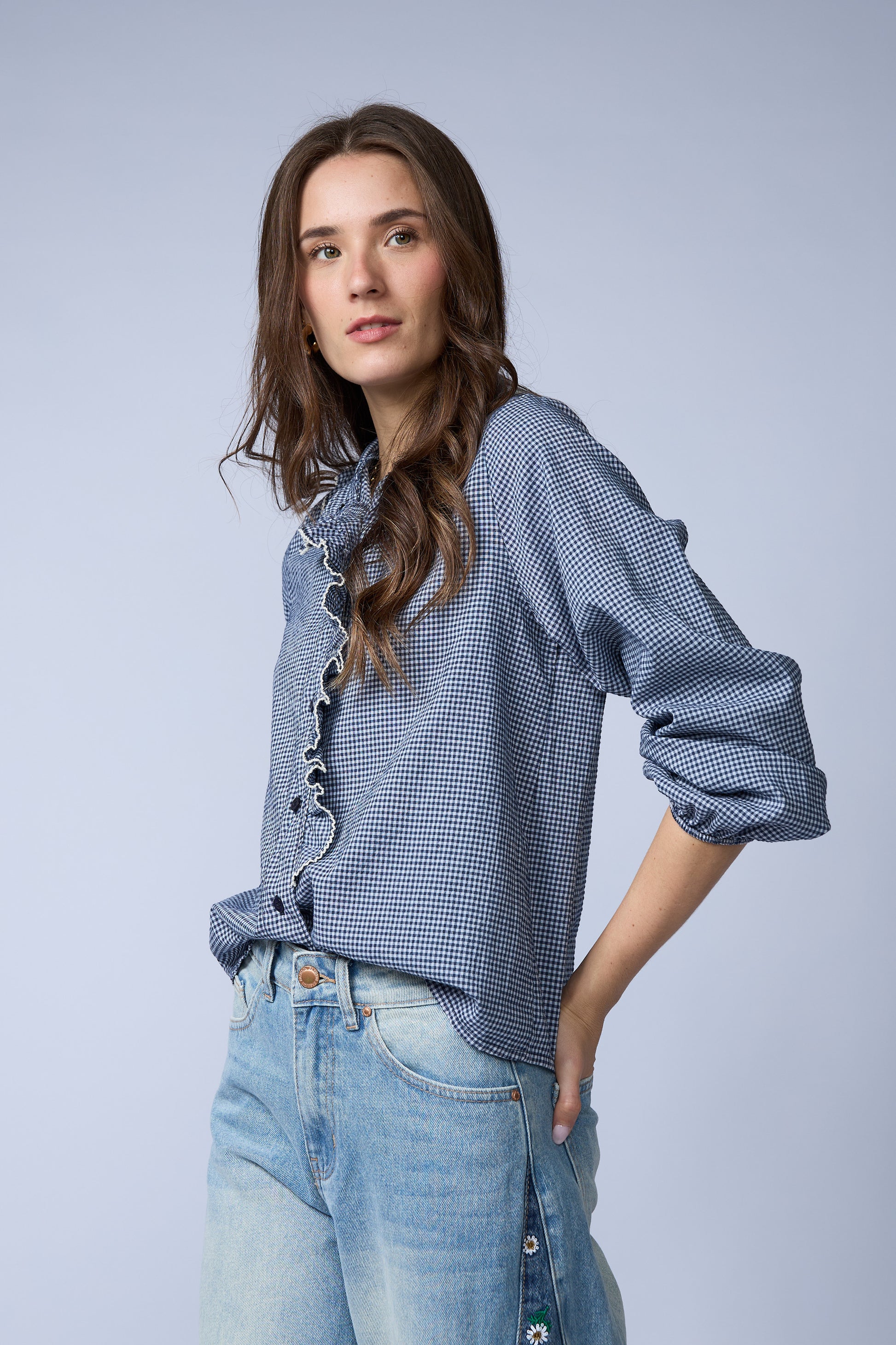 Blusa Cuadros Vuelos