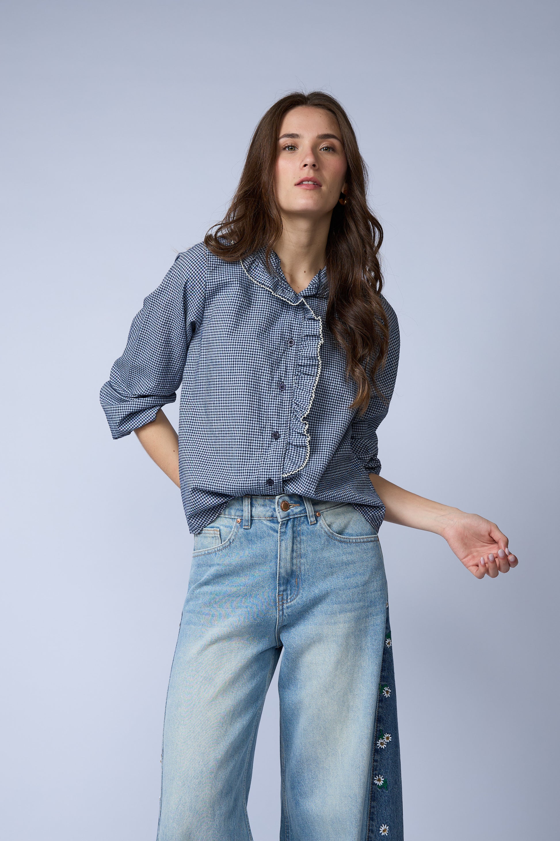 Blusa Cuadros Vuelos