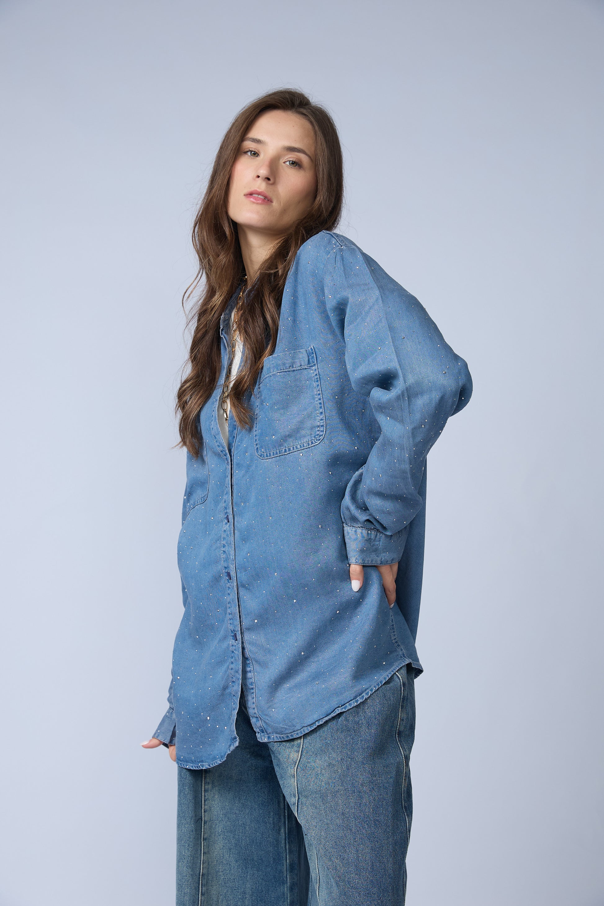 Blusa Denim Brillos