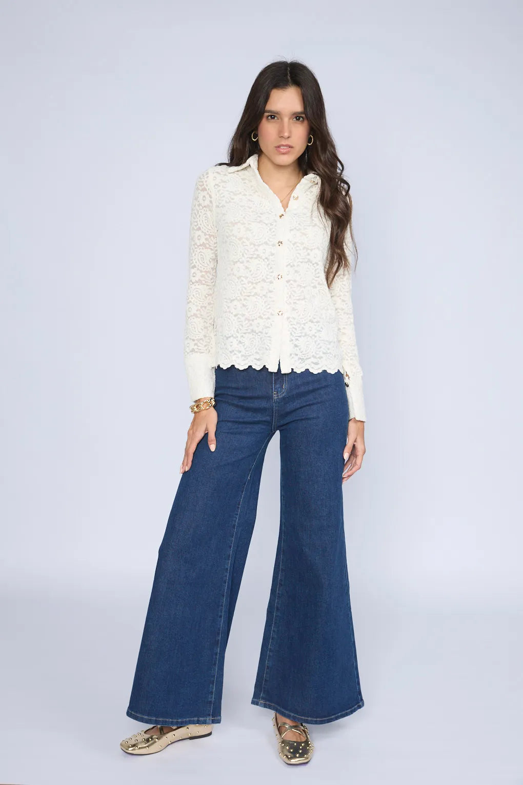 Blusa Encaje Terciopelo