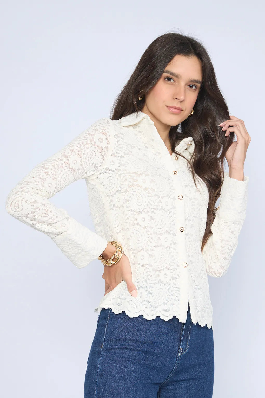 Blusa Encaje Terciopelo