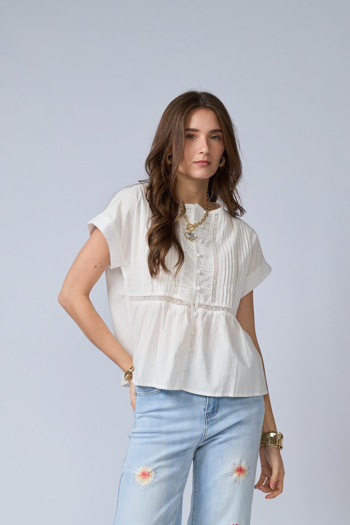 Blusa Pechera Calada