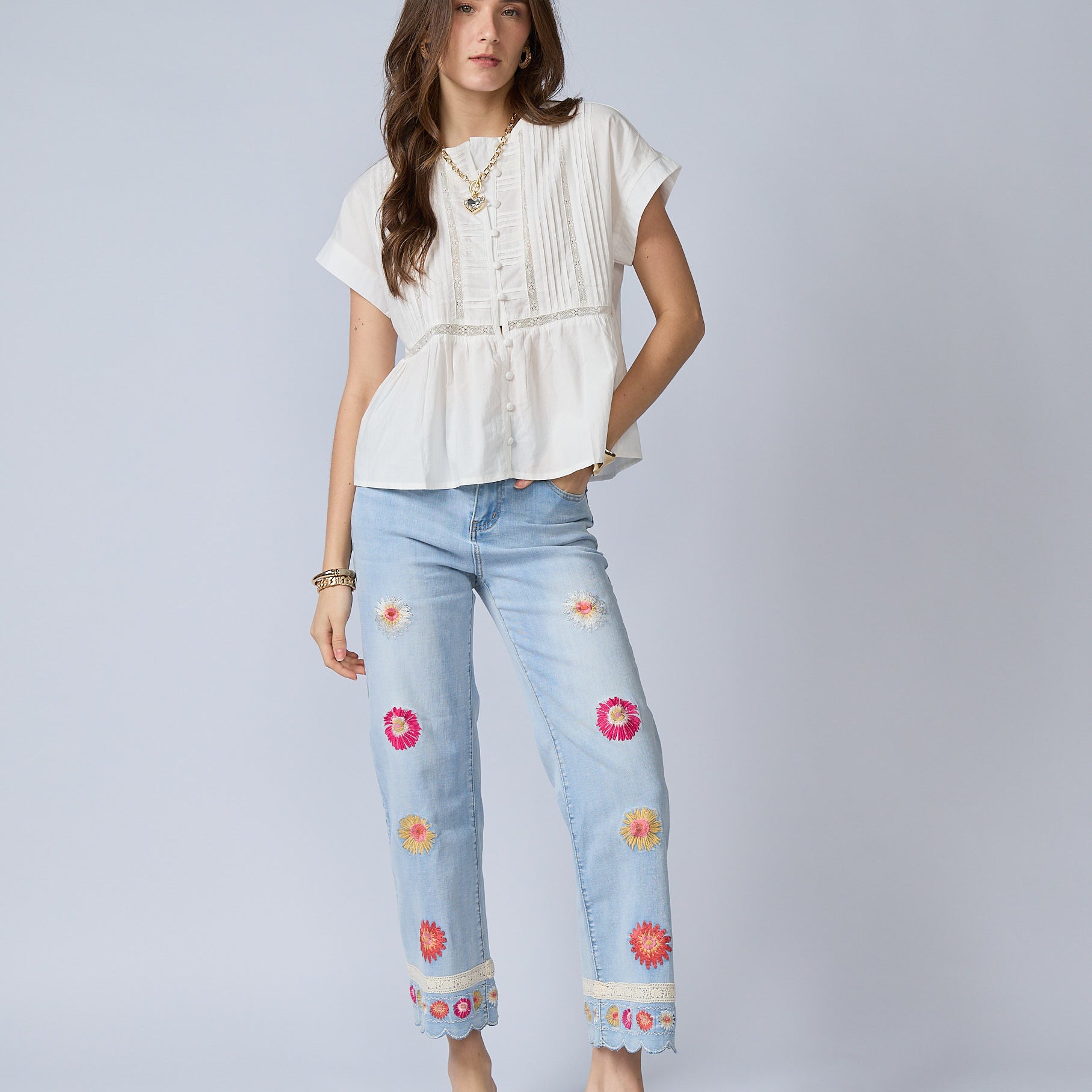Blusa Pechera Calada