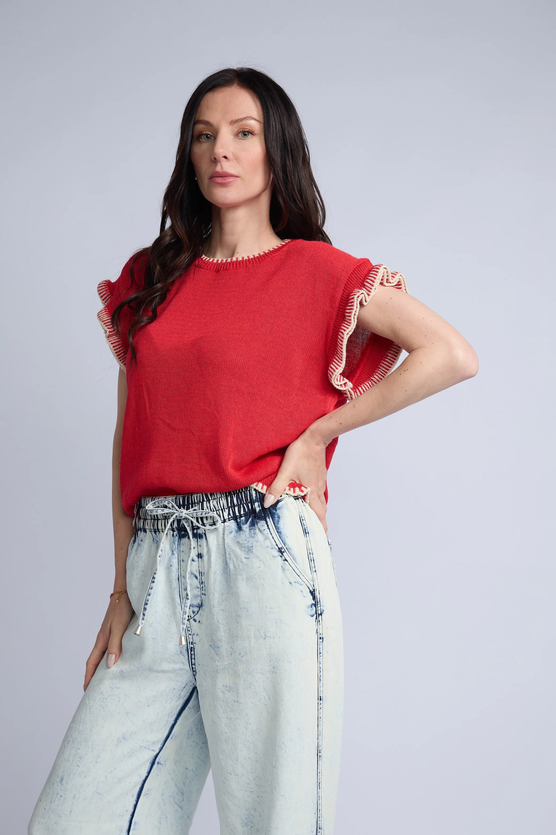 Blusa Punto Manga Volante