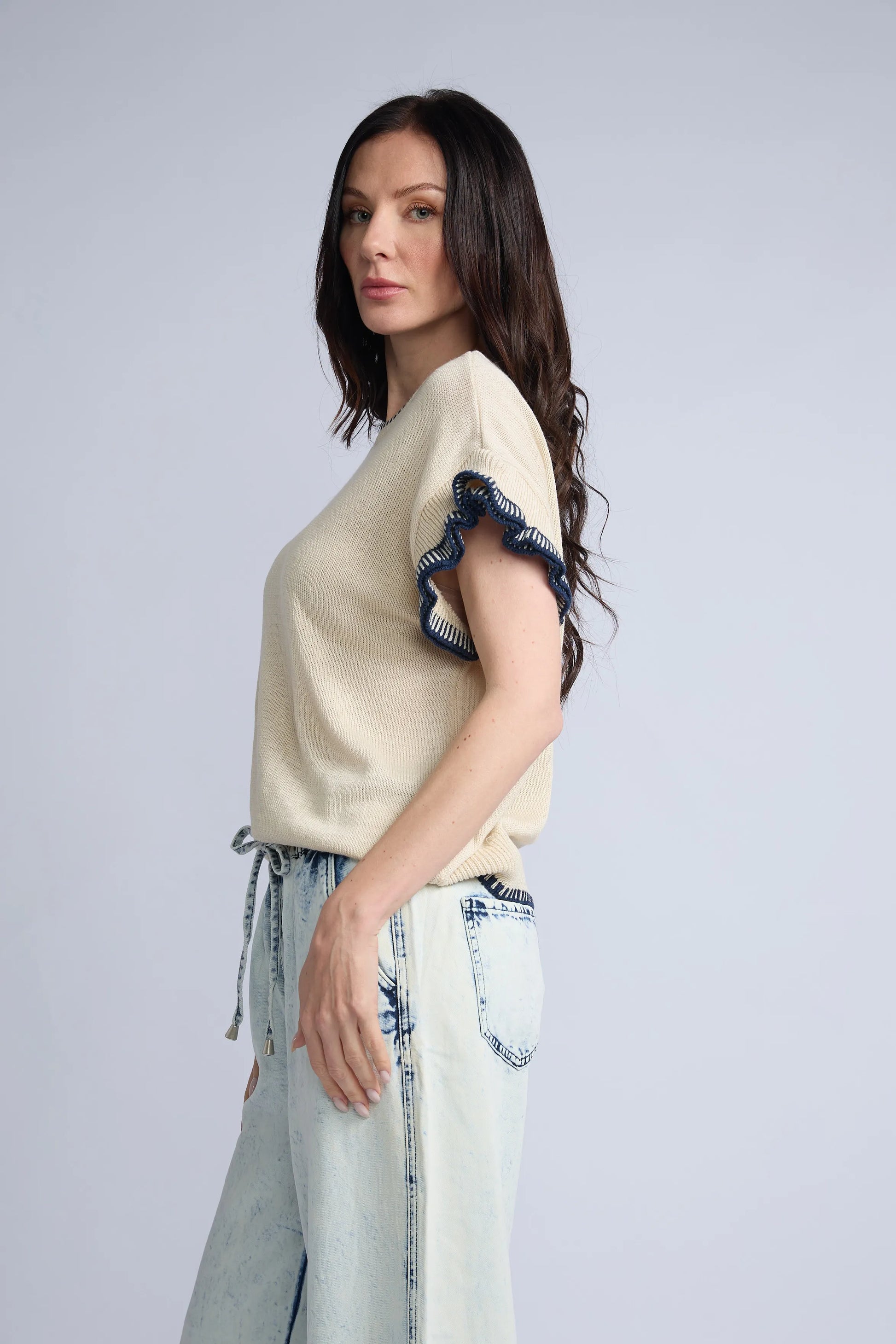 Blusa Punto Manga Volante