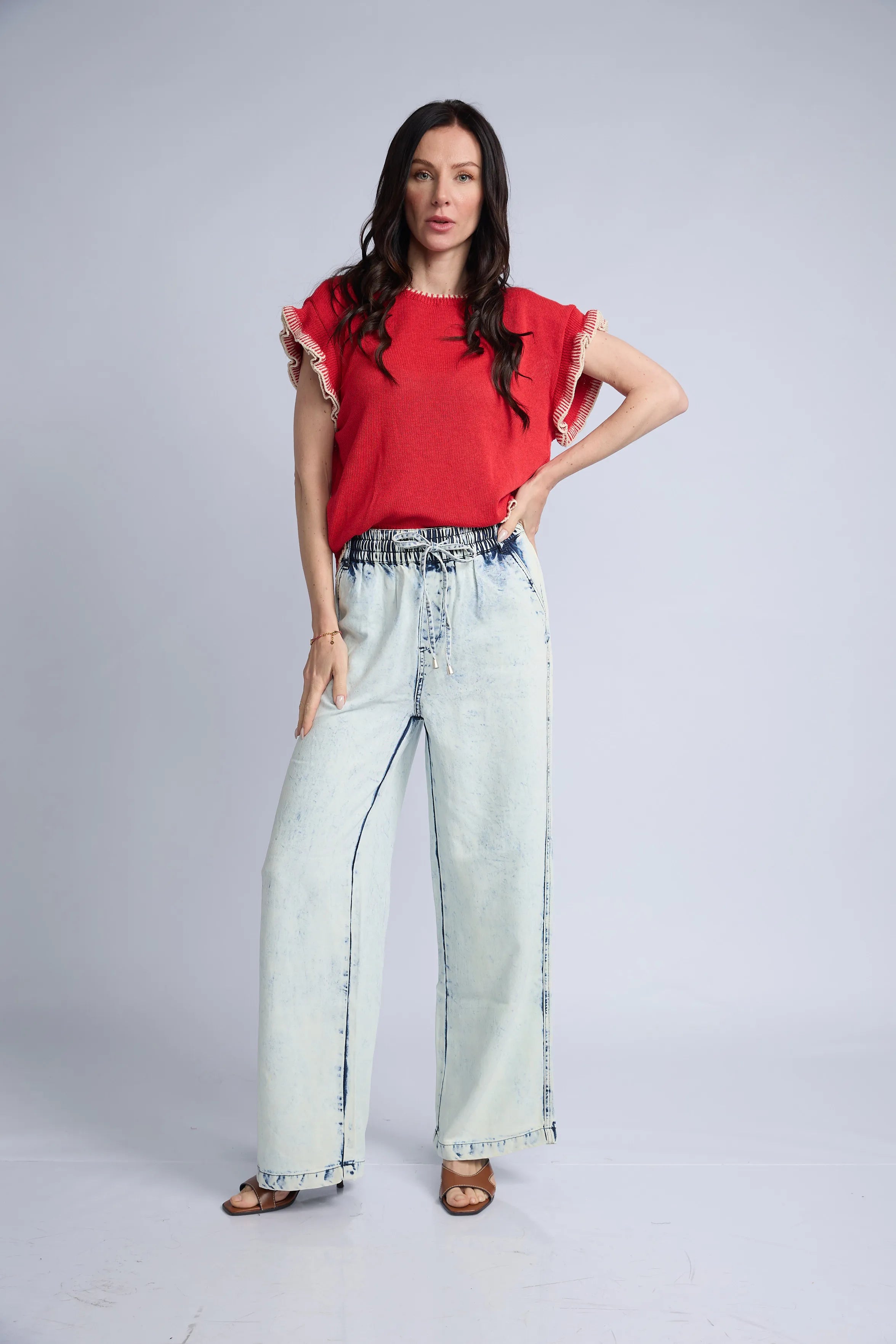 Blusa Punto Manga Volante