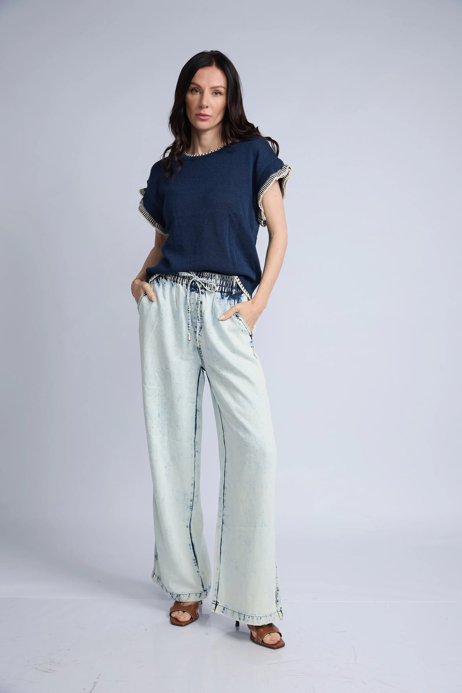 Blusa Punto Manga Volante