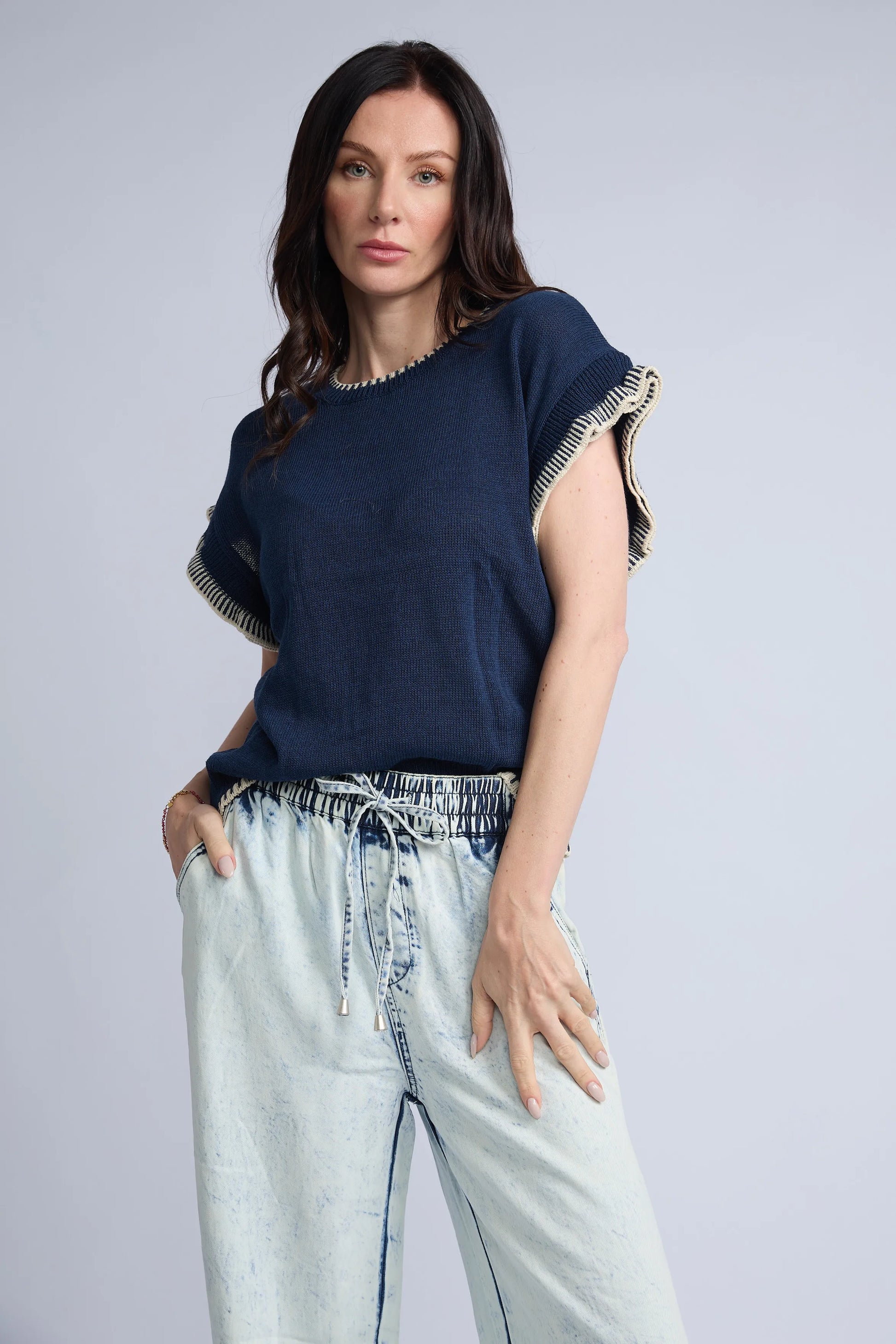 Blusa Punto Manga Volante