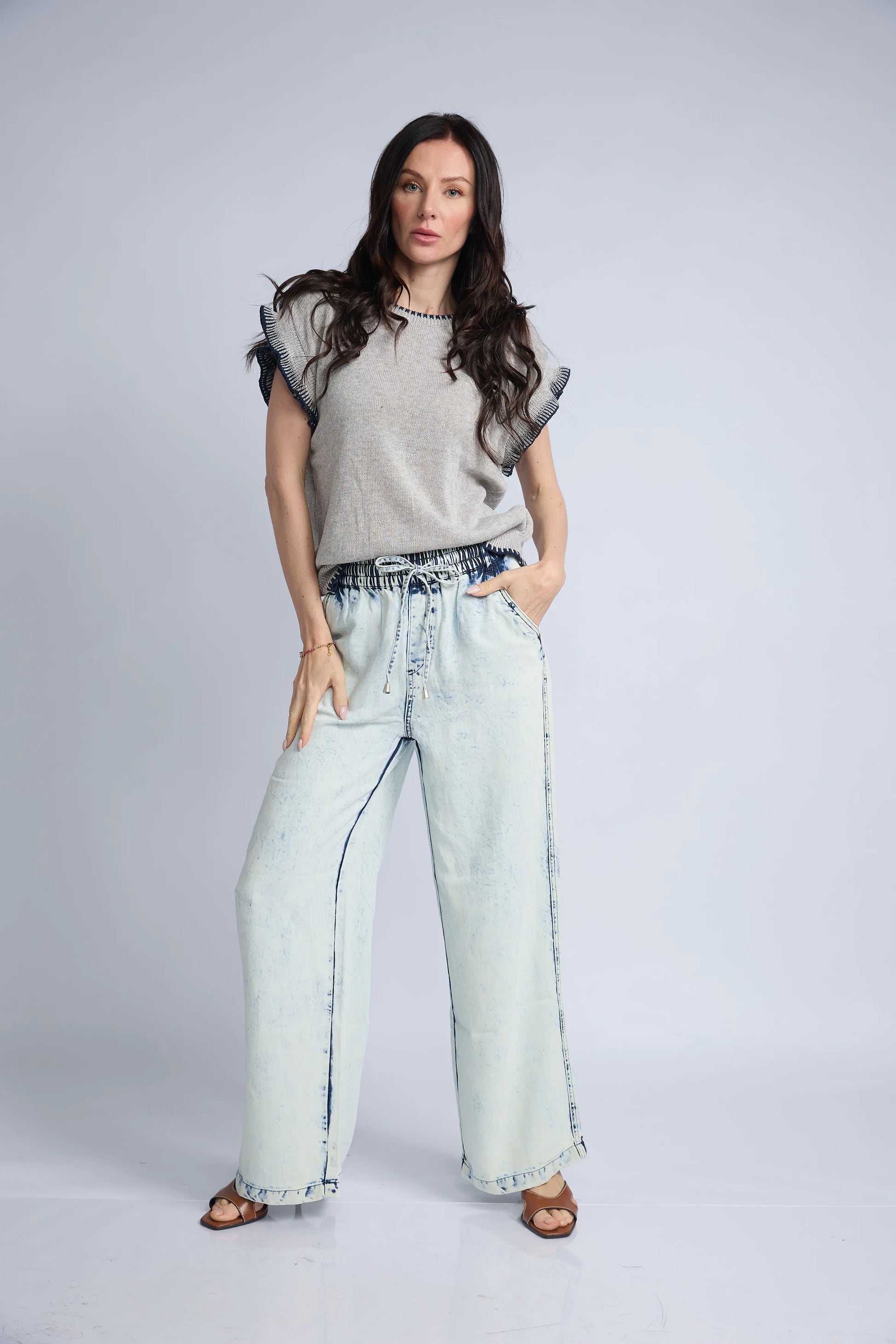 Blusa Punto Manga Volante